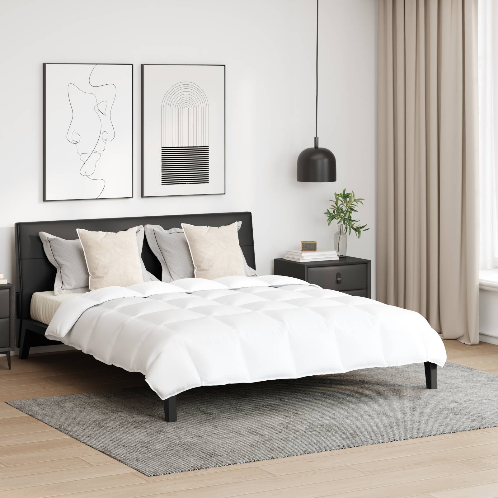 vidaXL Bettdecke Sonstiges mit Kissen 3 pcs Weiß 260 x 220 cm Daunen