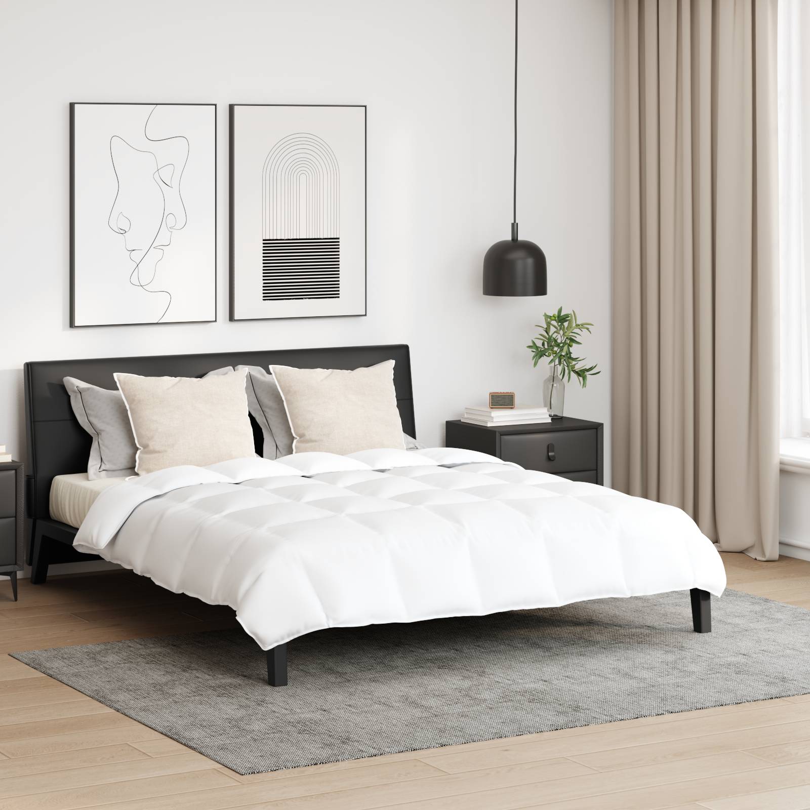 vidaXL Bettdecke Sonstiges mit Kissen 3 pcs Weiß 240 x 220 cm Daunen