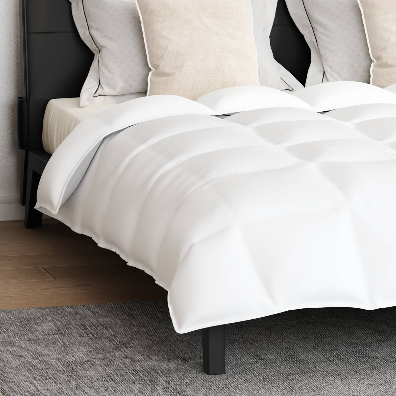 vidaXL Bettdecke Sonstiges mit Kissen 3 pcs Weiß 240 x 200 cm Daunen