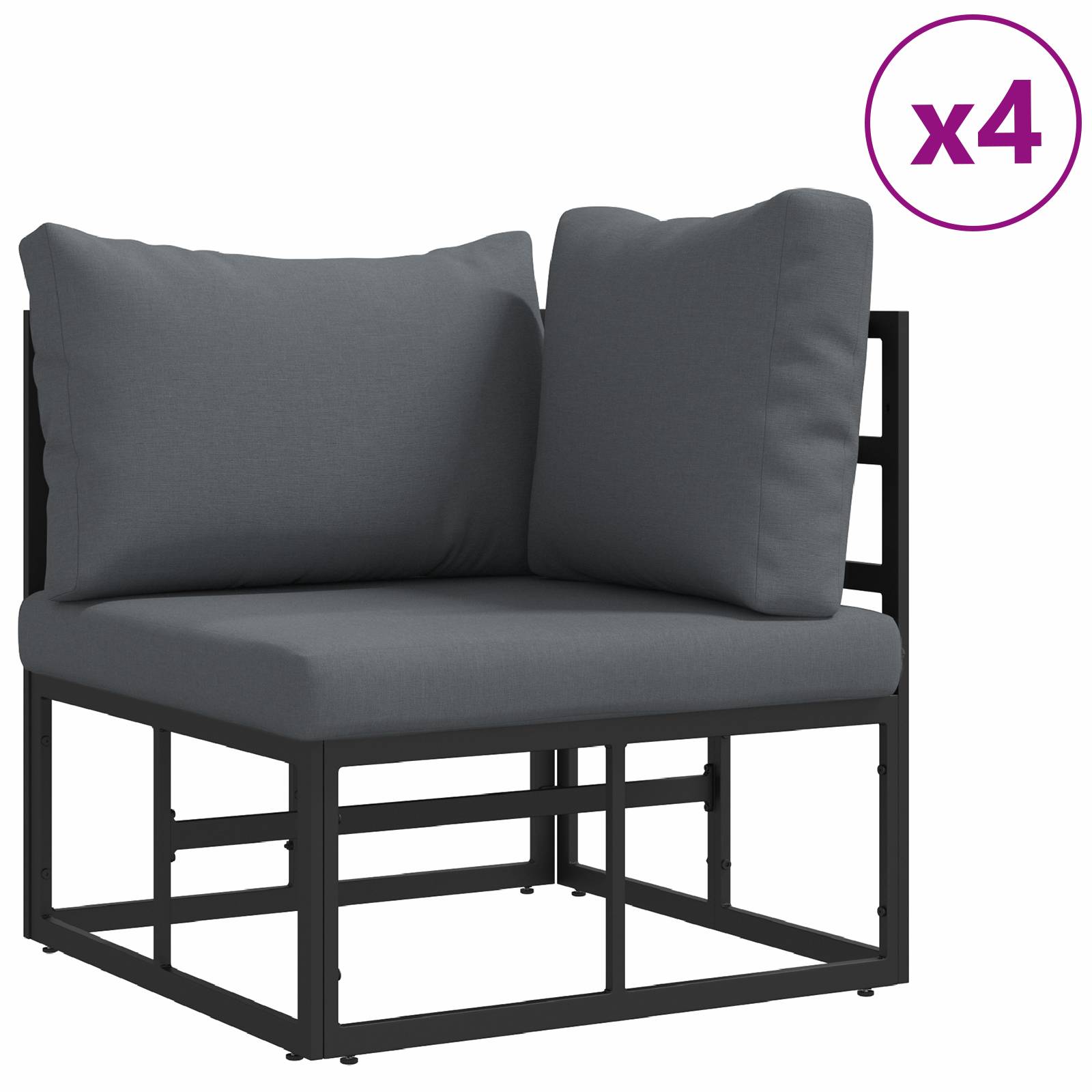 vidaXL Garten-Sofa-Set 7 pcs Schwarz Aluminium
