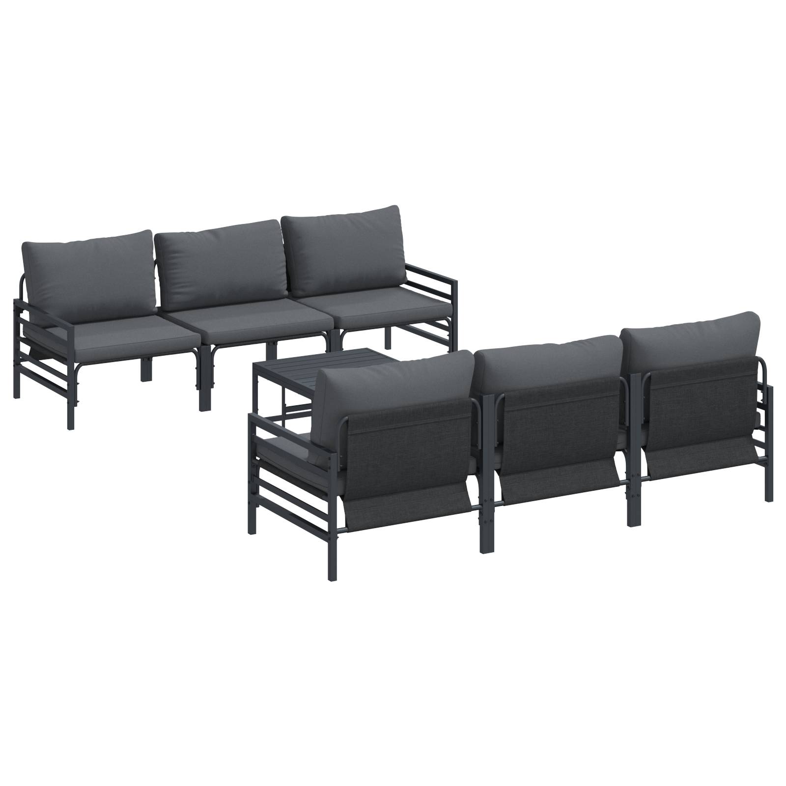 vidaXL Garten-Sofa-Set mit Kissen mit Kissen 7 pcs Anthrazit 70 x 70,5 x 31,5 cm