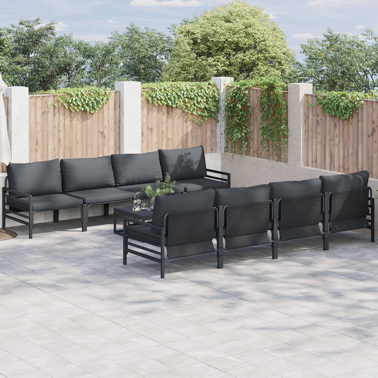 vidaXL Garten-Sofa-Set mit Kissen mit Kissen 9 pcs Anthrazit 70 x 70.5 x 31.5 cm
