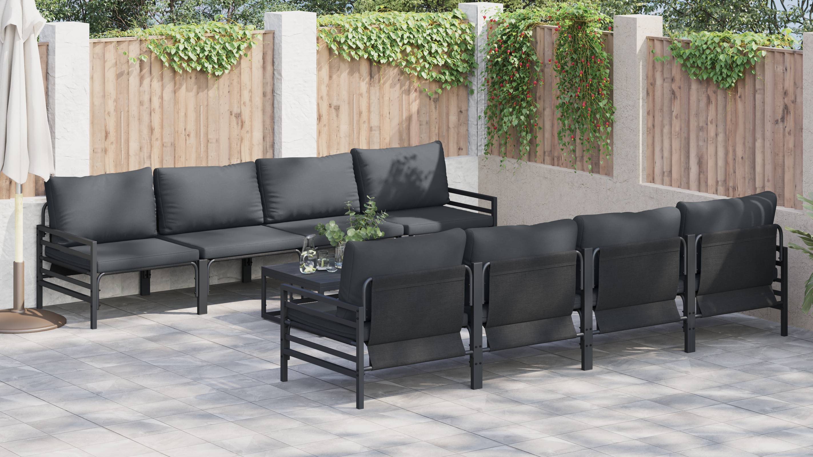 vidaXL Garten-Sofa-Set mit Kissen mit Kissen 9 pcs Anthrazit 70 x 70.5 x 31.5 cm