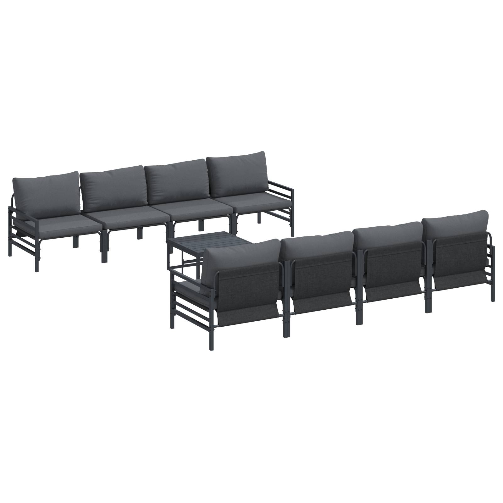 vidaXL Garten-Sofa-Set mit Kissen mit Kissen 9 pcs Anthrazit 70 x 70.5 x 31.5 cm