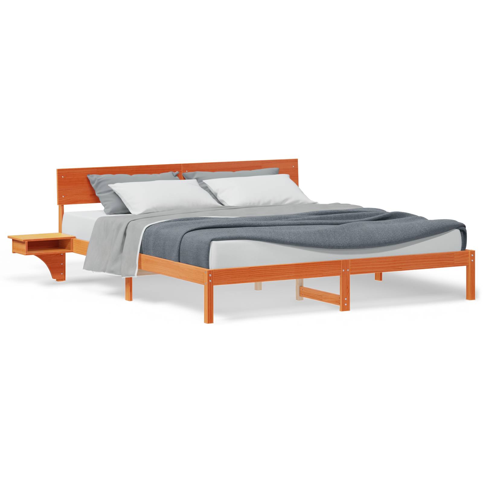 vidaXL Bettgestell Wachsbraun 200 x 200 cm Massivholz Kiefer