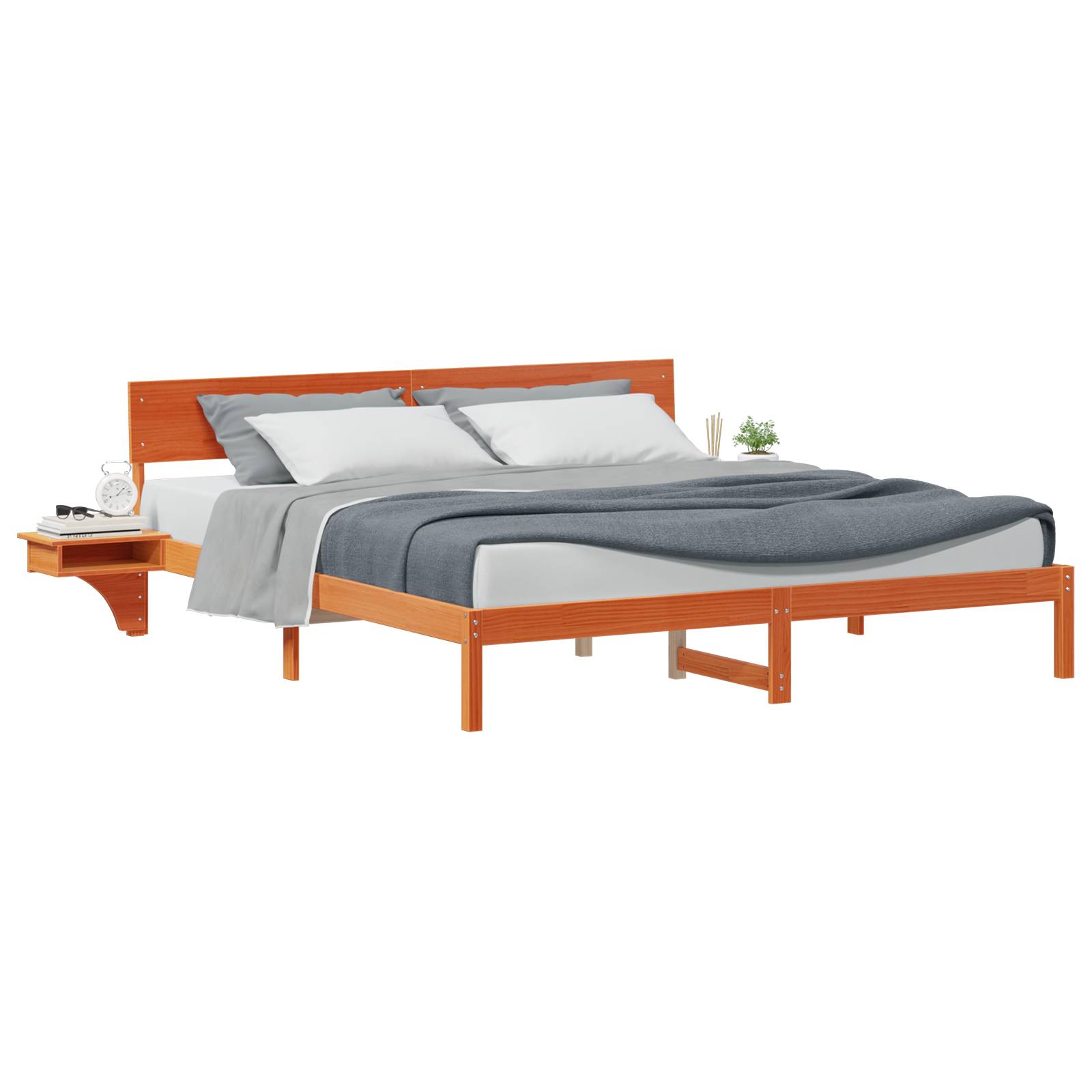 vidaXL Bettgestell Wachsbraun 200 x 200 cm Massivholz Kiefer