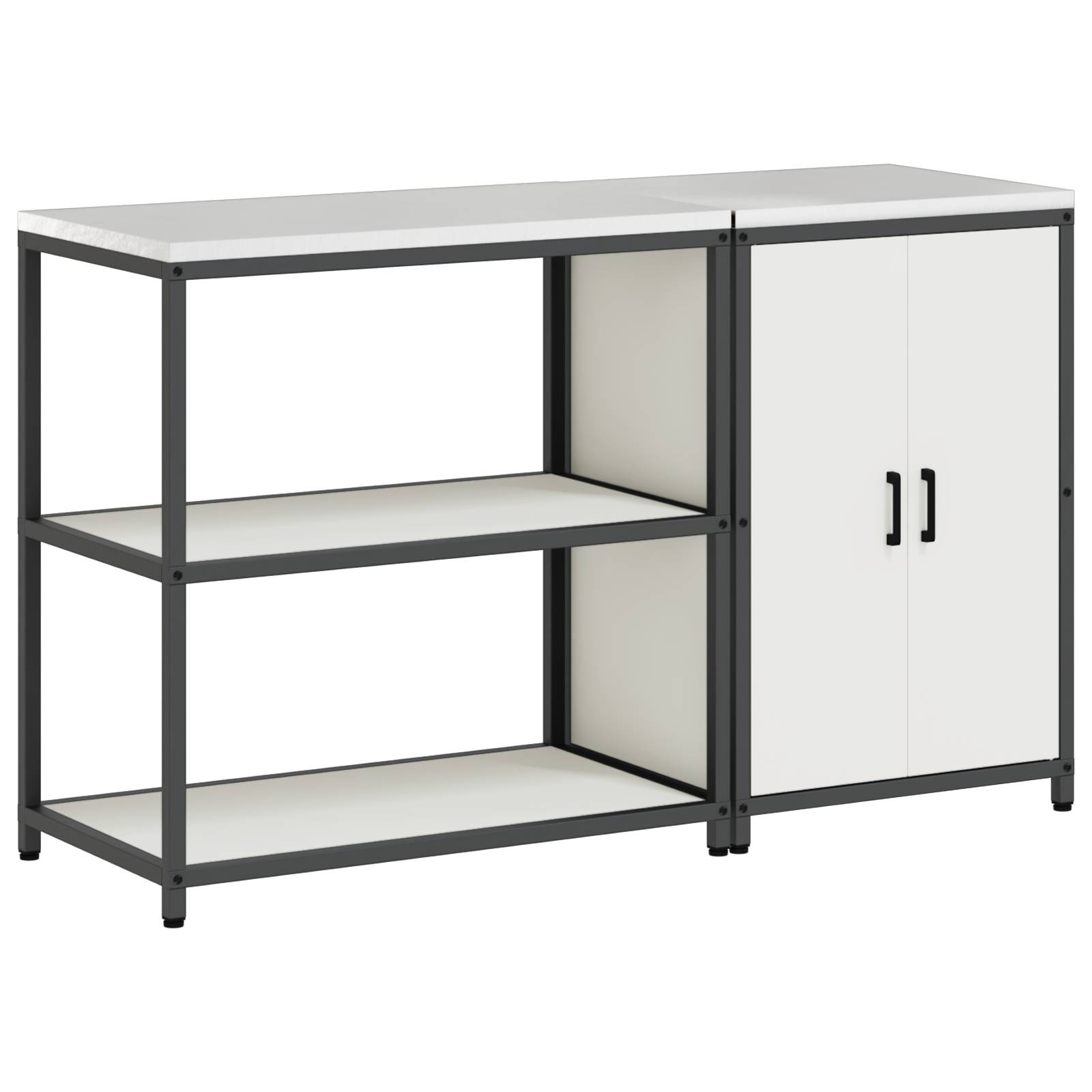 vidaXL Küchenlager-Set 2 pcs Weiß 150 x 50 x 92 cm Kaltgewalzter Stahl