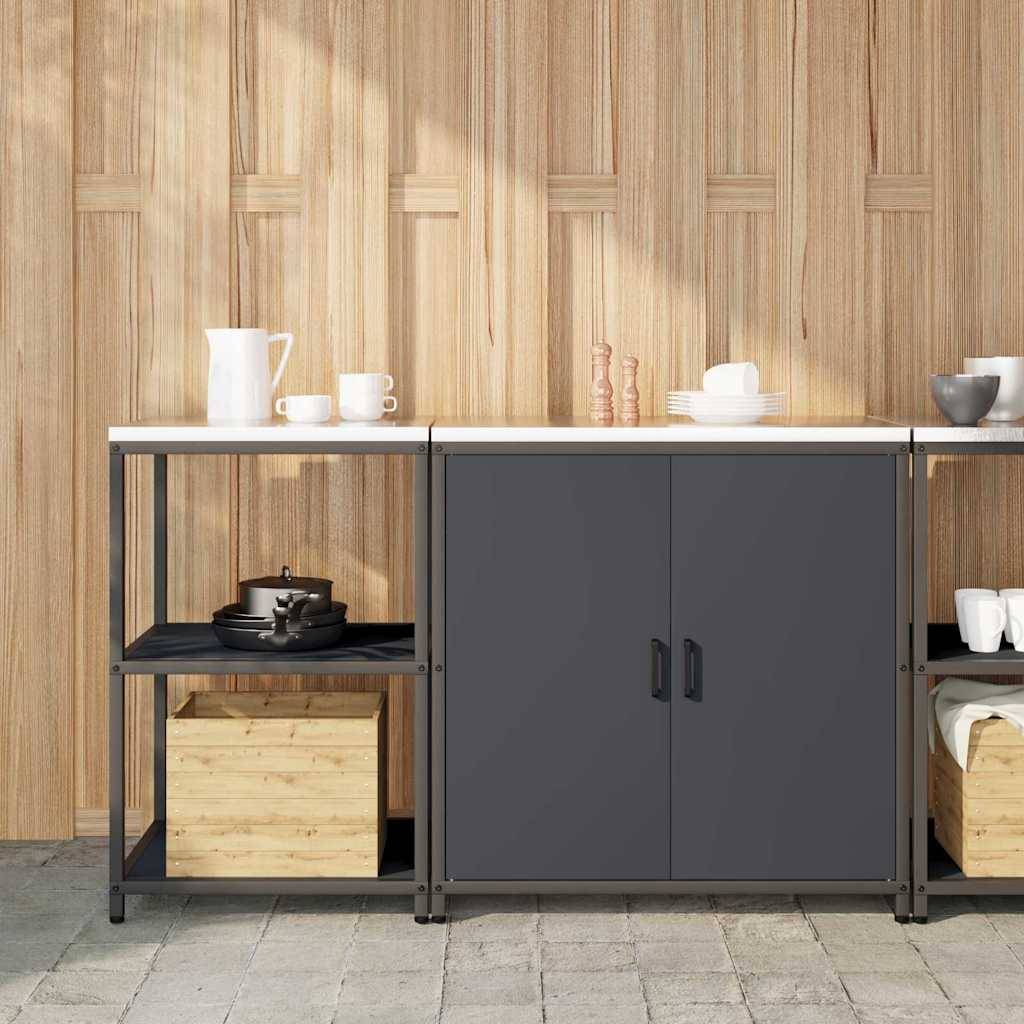 vidaXL Küchenlager-Set mit Regal mit Speicher mit Tür Verstellbar 2 pcs Anthrazit 150 x 50 x 92 cm