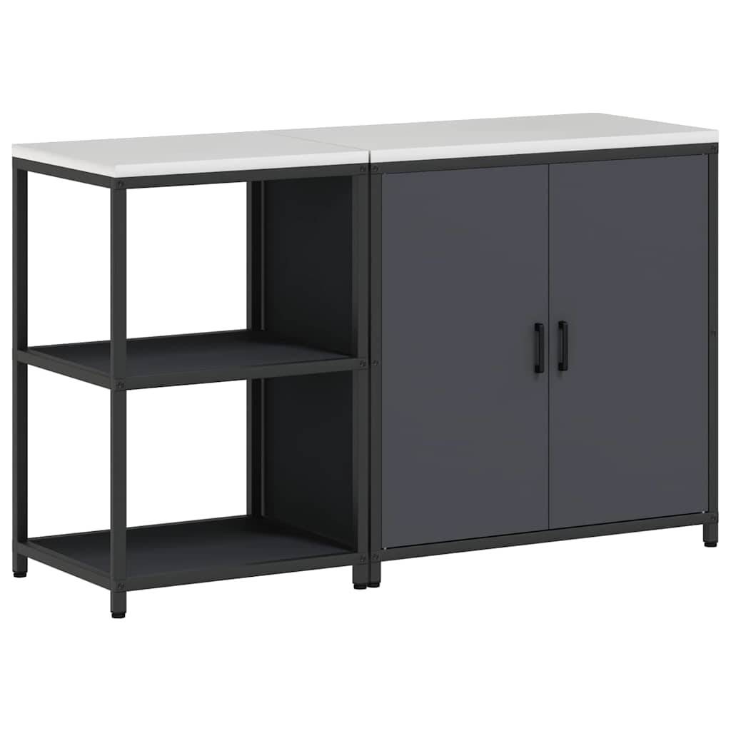 vidaXL Küchenlager-Set mit Regal mit Speicher mit Tür Verstellbar 2 pcs Anthrazit 150 x 50 x 92 cm
