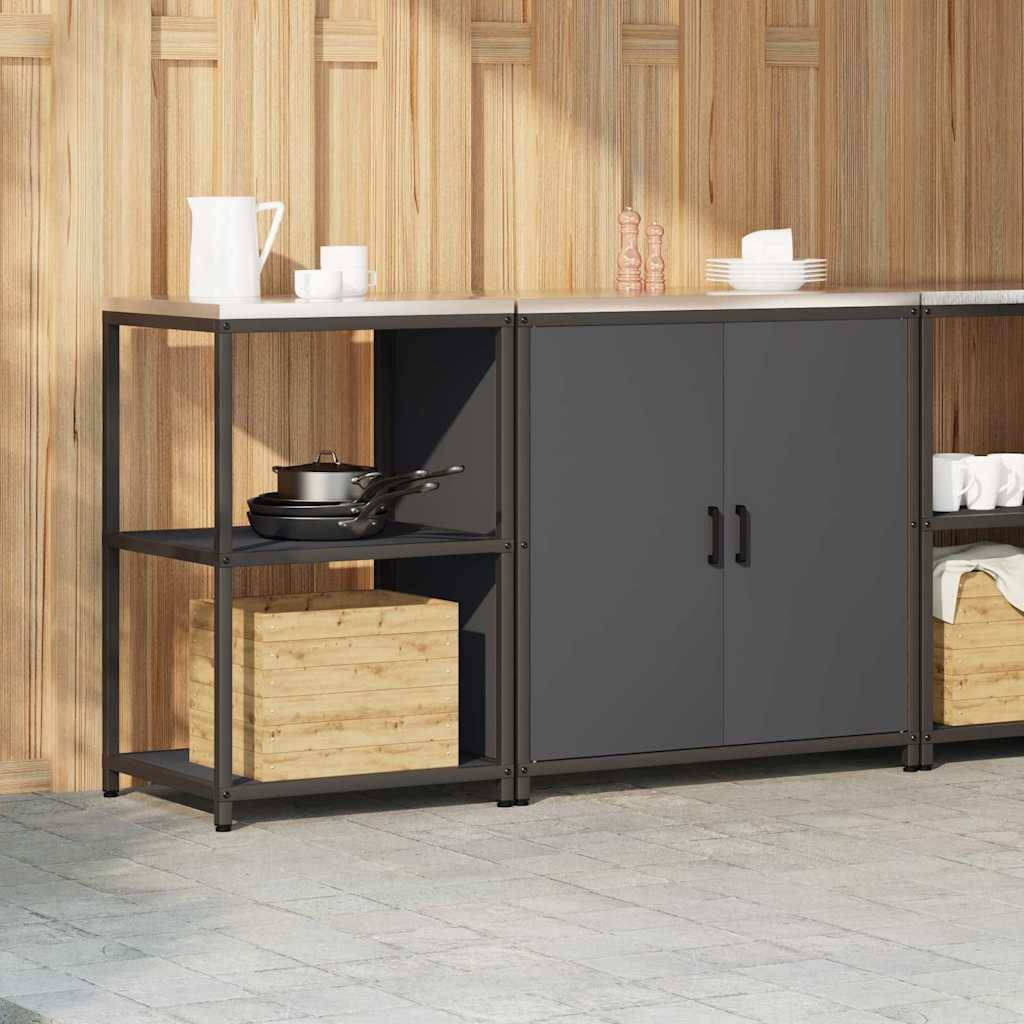 vidaXL Küchenlager-Set mit Regal mit Speicher mit Tür Verstellbar 2 pcs Anthrazit 150 x 50 x 92 cm