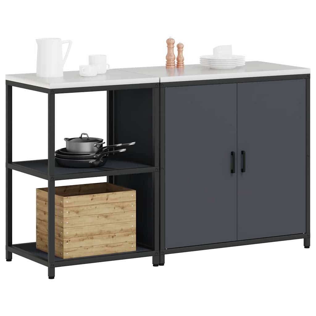 vidaXL Küchenlager-Set mit Regal mit Speicher mit Tür Verstellbar 2 pcs Anthrazit 150 x 50 x 92 cm