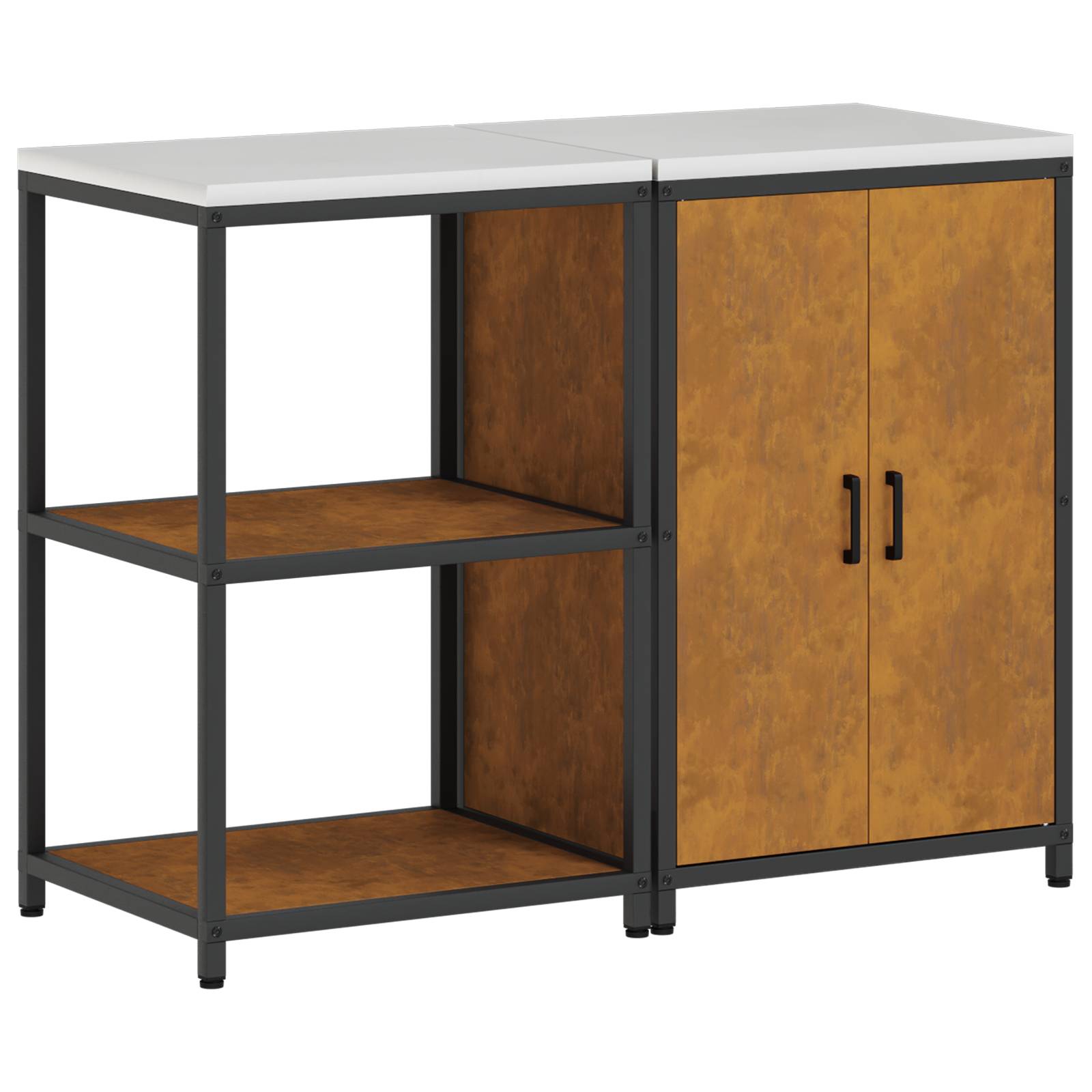 vidaXL Küchenlager-Set mit Regal mit Speicher mit Tür Verstellbar 2 pcs Rostig 120 x 50 x 92 cm