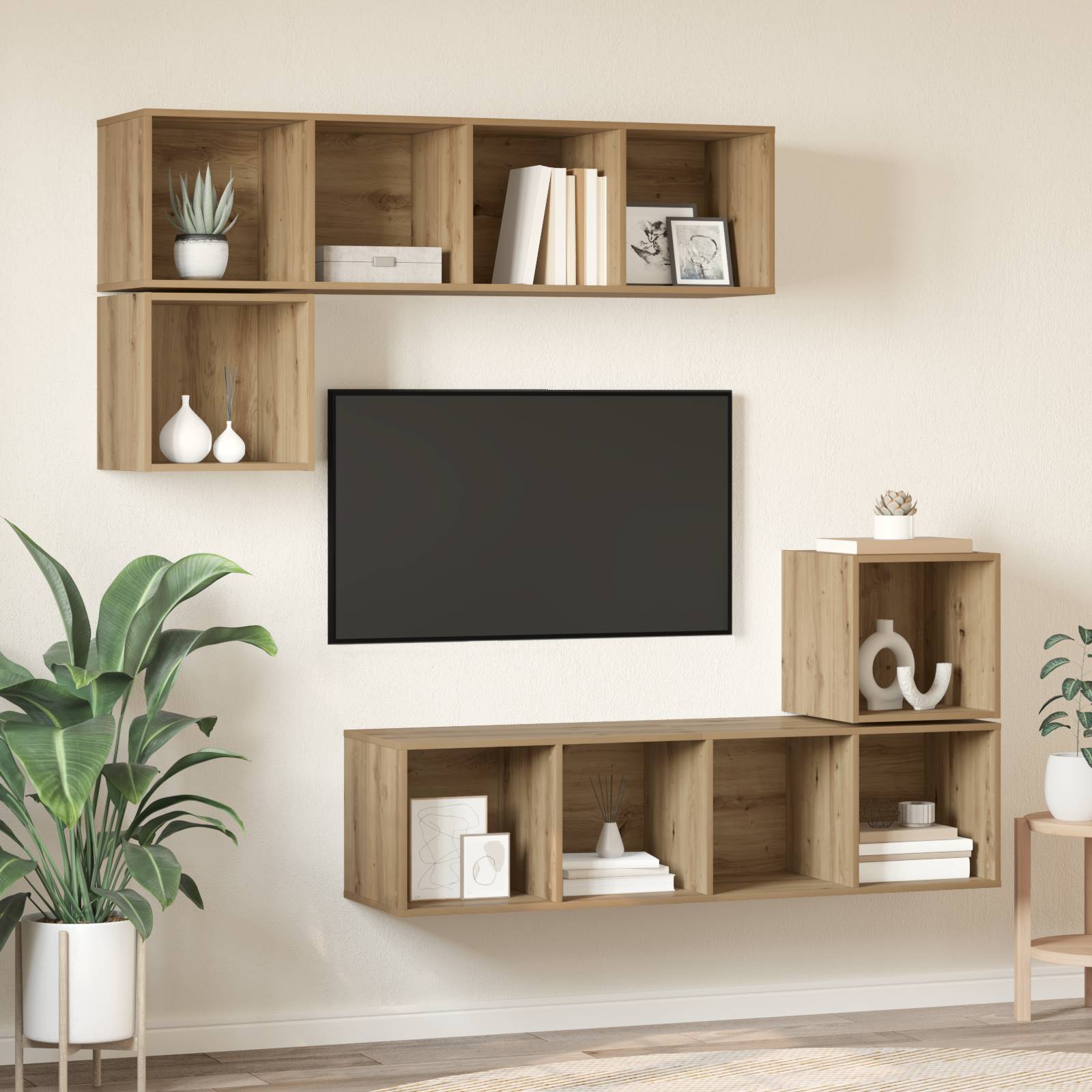 vidaXL TV-Schrank-Set 4 pcs Eiche handwerklich 37 x 37 x 142,5 cm