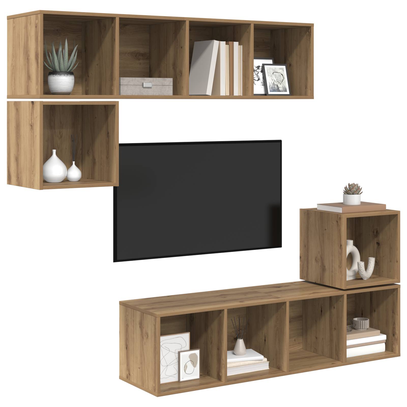 vidaXL TV-Schrank-Set 4 pcs Eiche handwerklich 37 x 37 x 142,5 cm