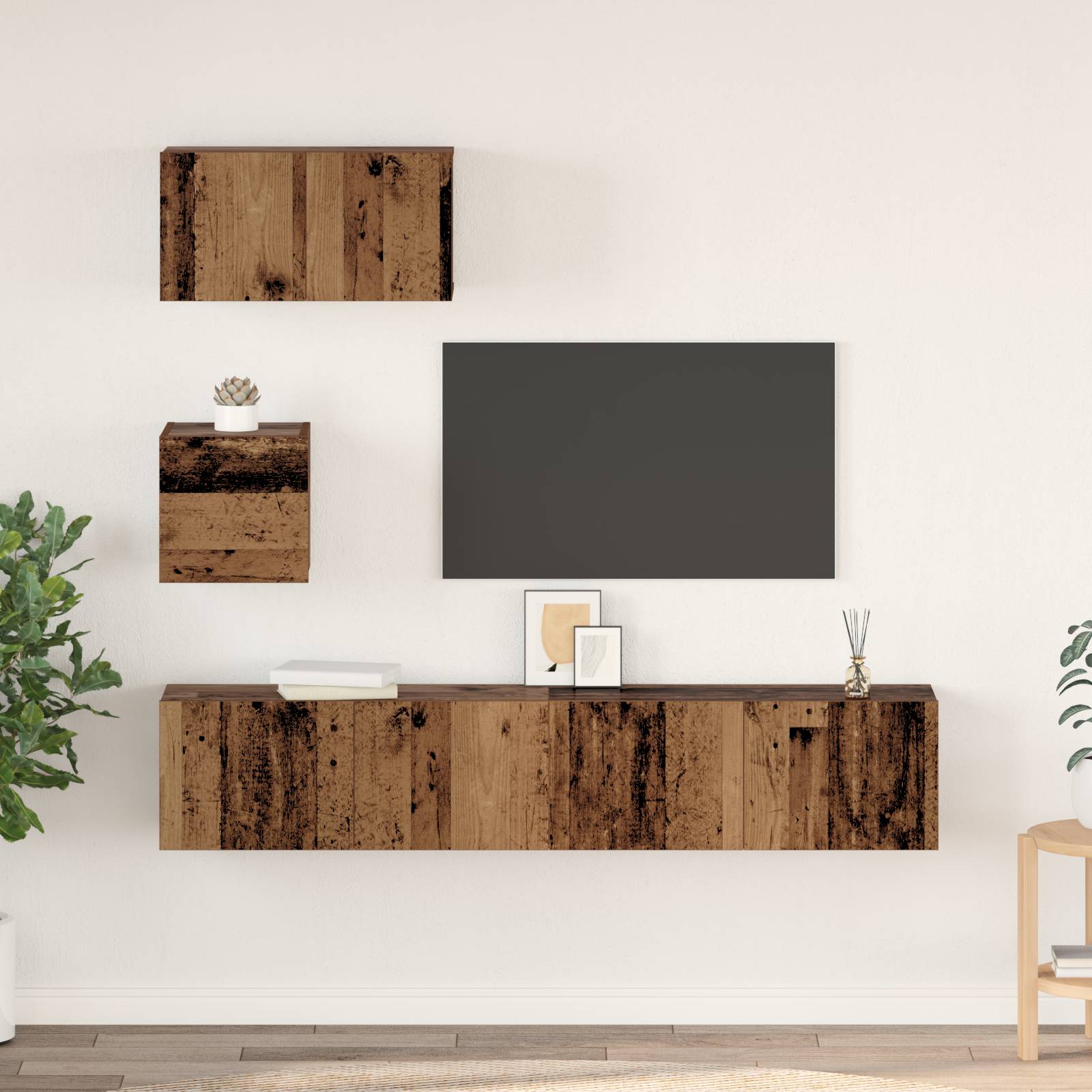 vidaXL Wand TV Schrank 4 pcs Altes Holz 30,5 x 30 x 30 cm Mittel