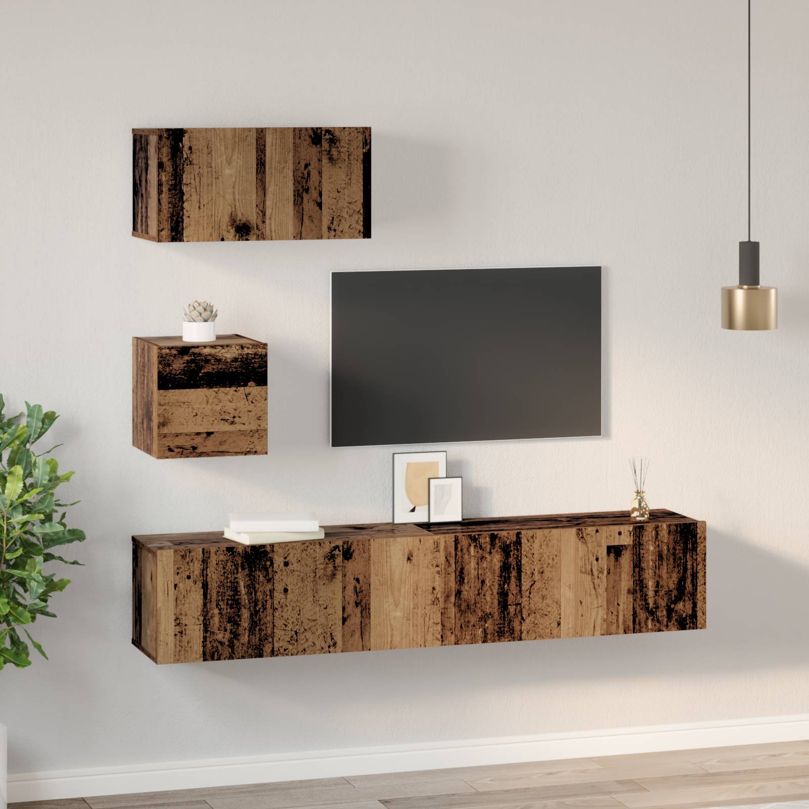 vidaXL Wand TV Schrank 4 pcs Altes Holz 30,5 x 30 x 30 cm Mittel