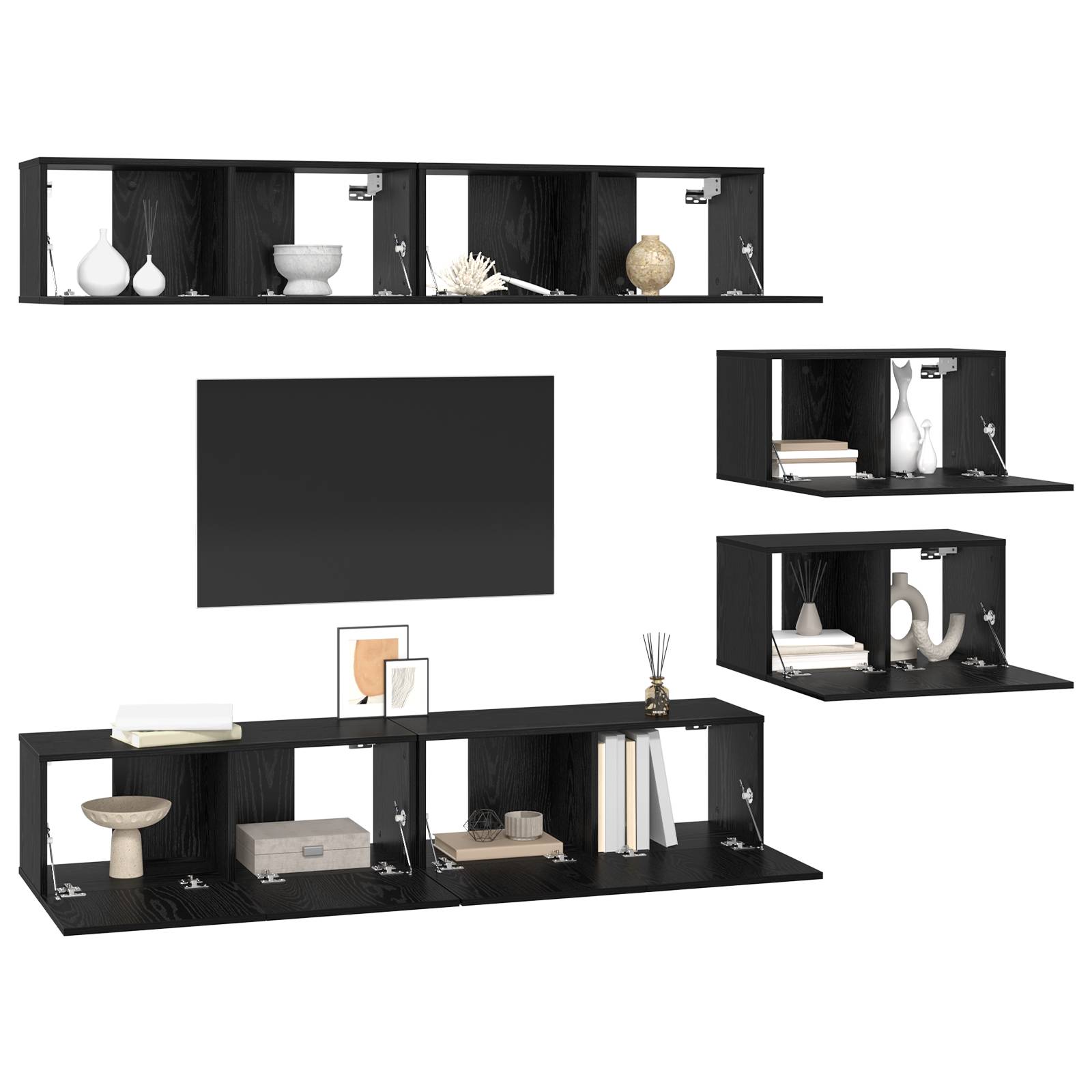 vidaXL TV-Schrank-Set 6 pcs Schwarze Eiche 80 x 30 x 30,5 cm S