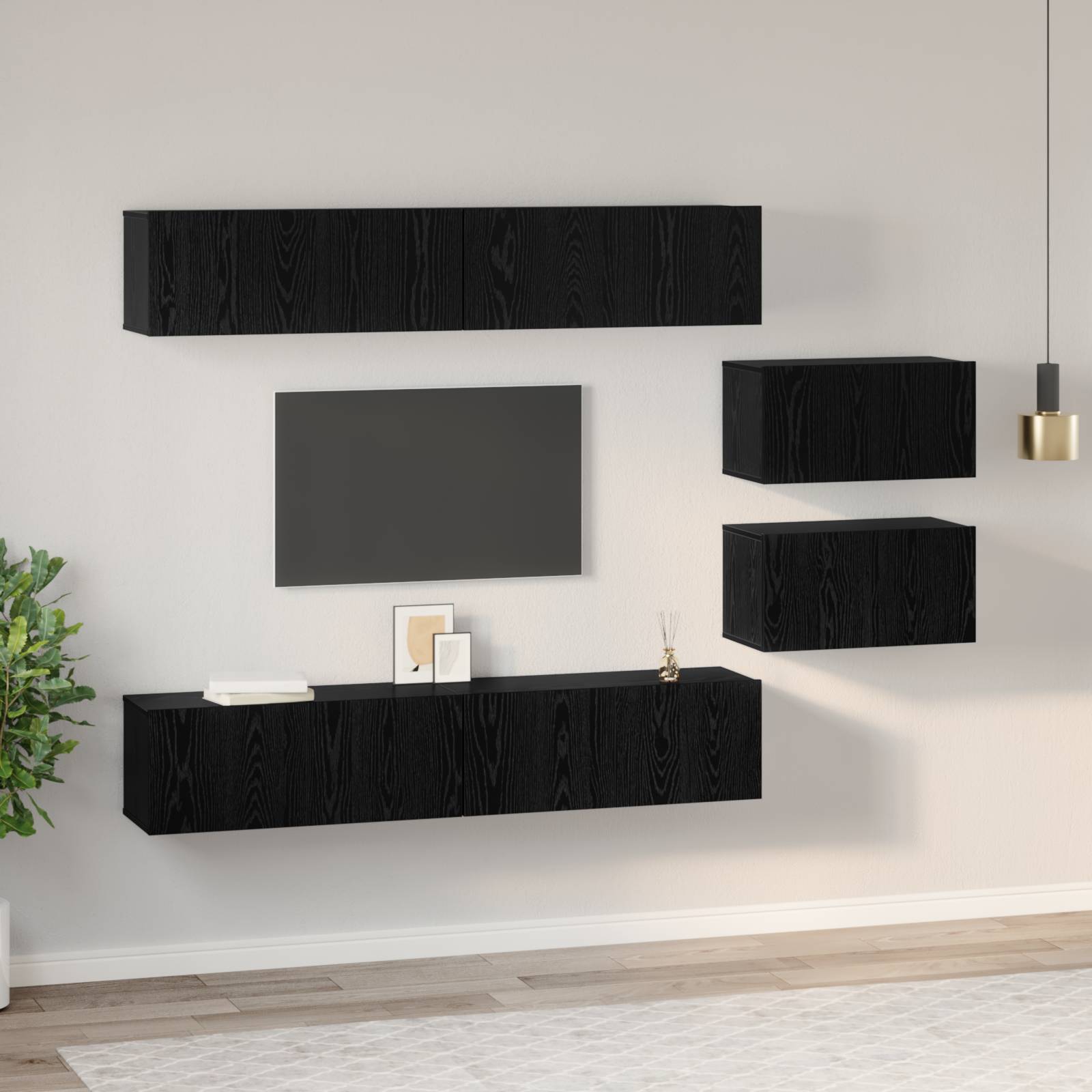vidaXL TV-Schrank-Set 6 pcs Schwarze Eiche 80 x 30 x 30,5 cm S