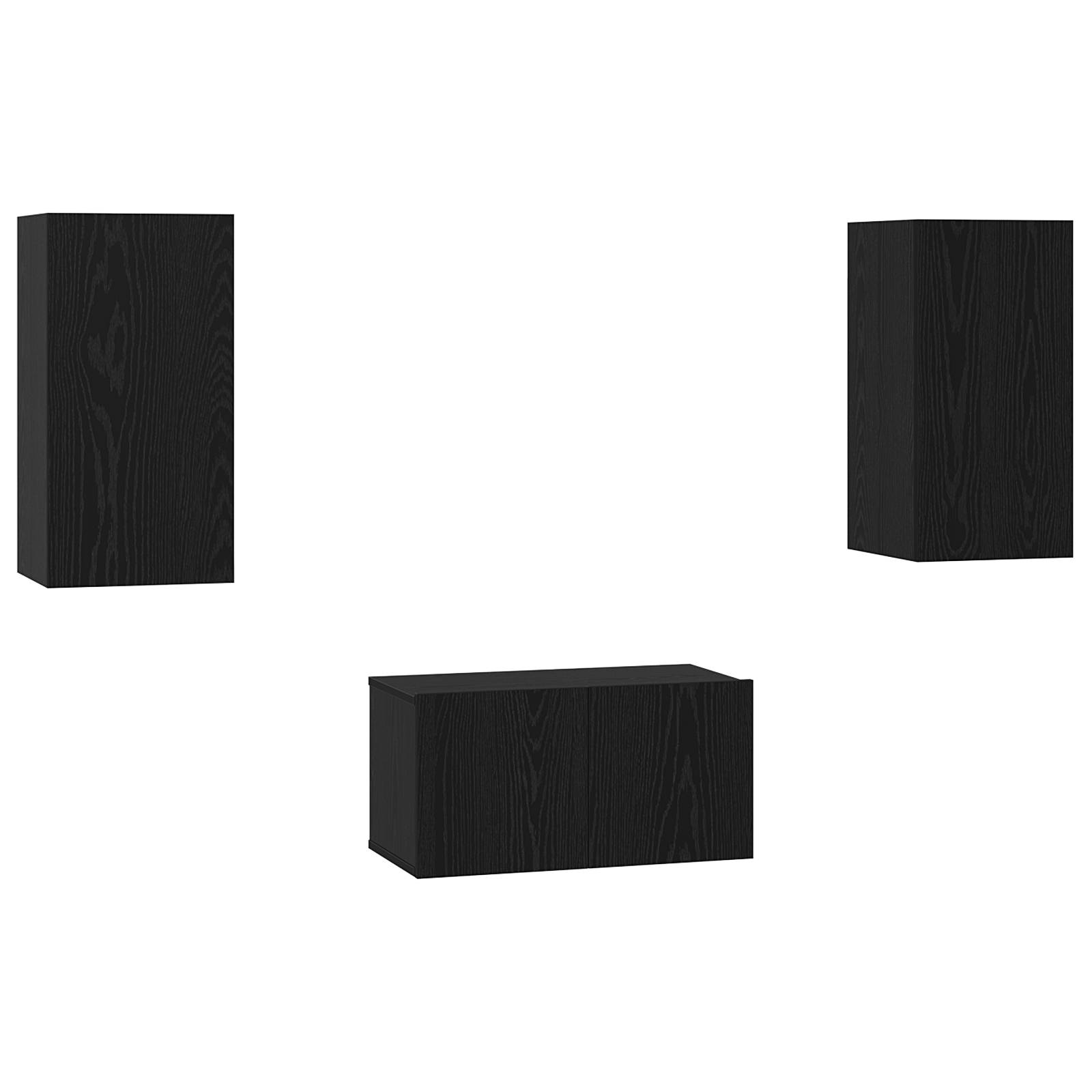 vidaXL TV-Schrank-Set mit Regal 3 pcs Schwarz Eiche 60 x 30 x 30.5 cm