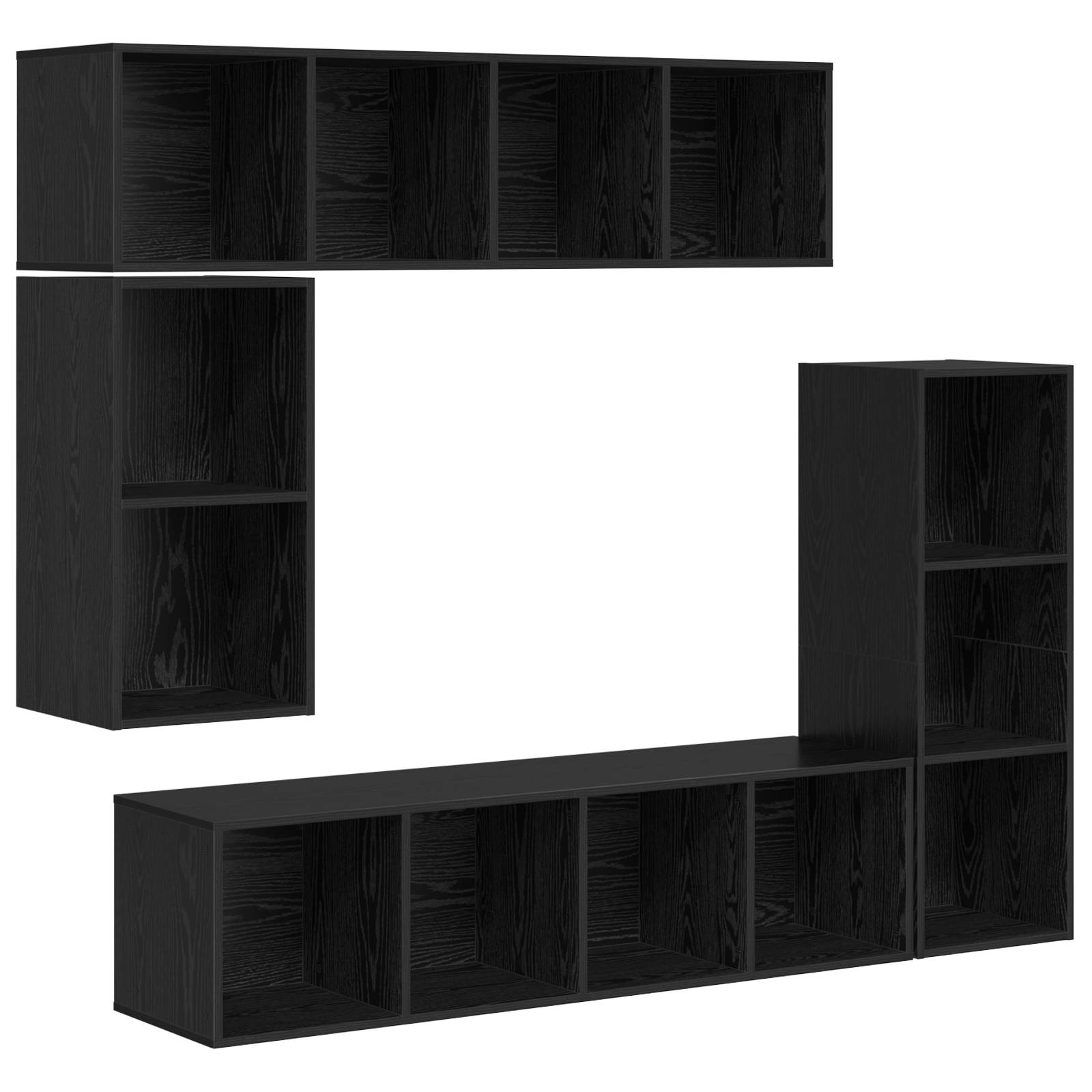vidaXL TV-Schrank-Set mit Speicher 4 pcs Schwarze Eiche Holzwerkstoff