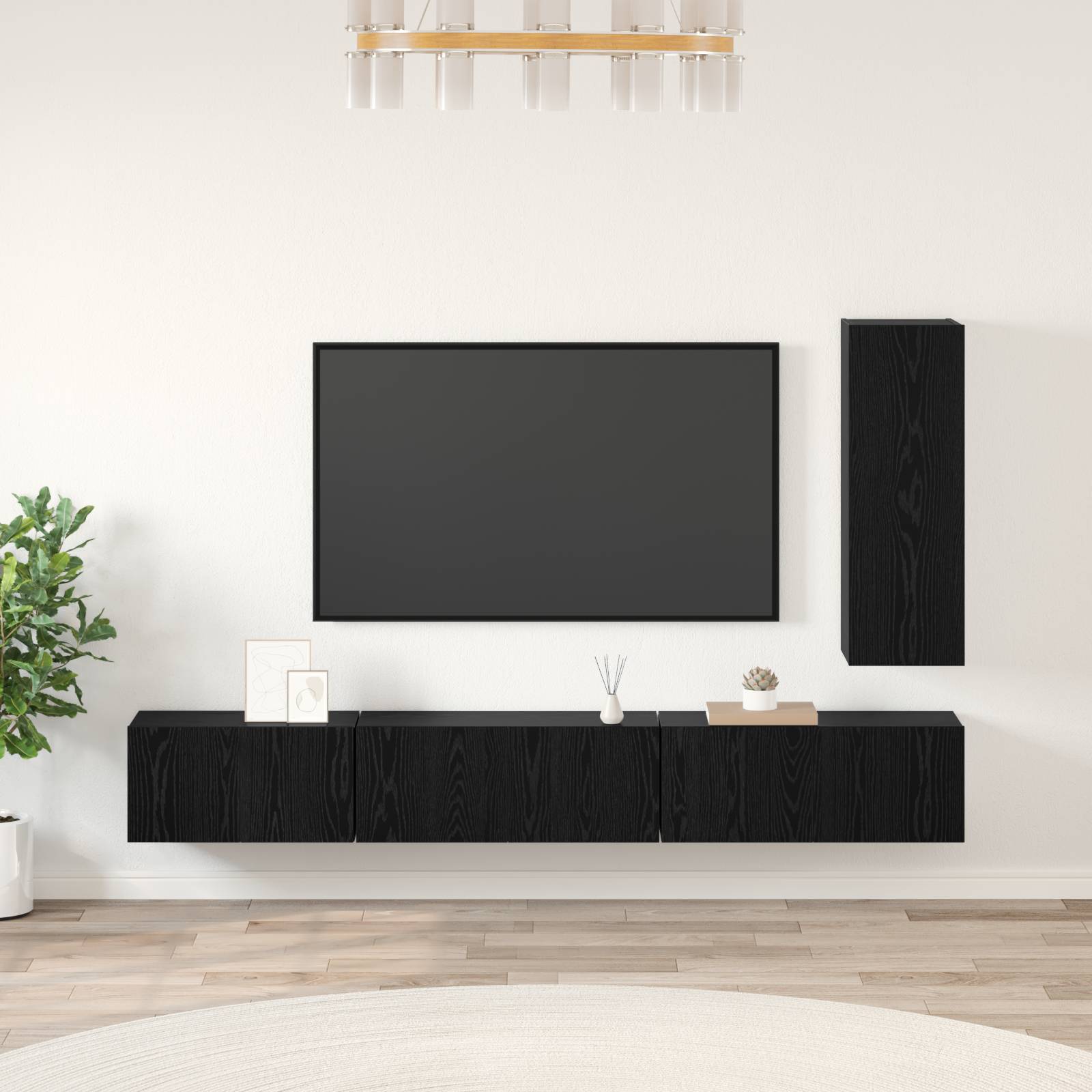 vidaXL TV-Schrank-Set mit Regal Sonstiges 4 pcs Schwarz Eiche 30,5 x 30 x 90 cm