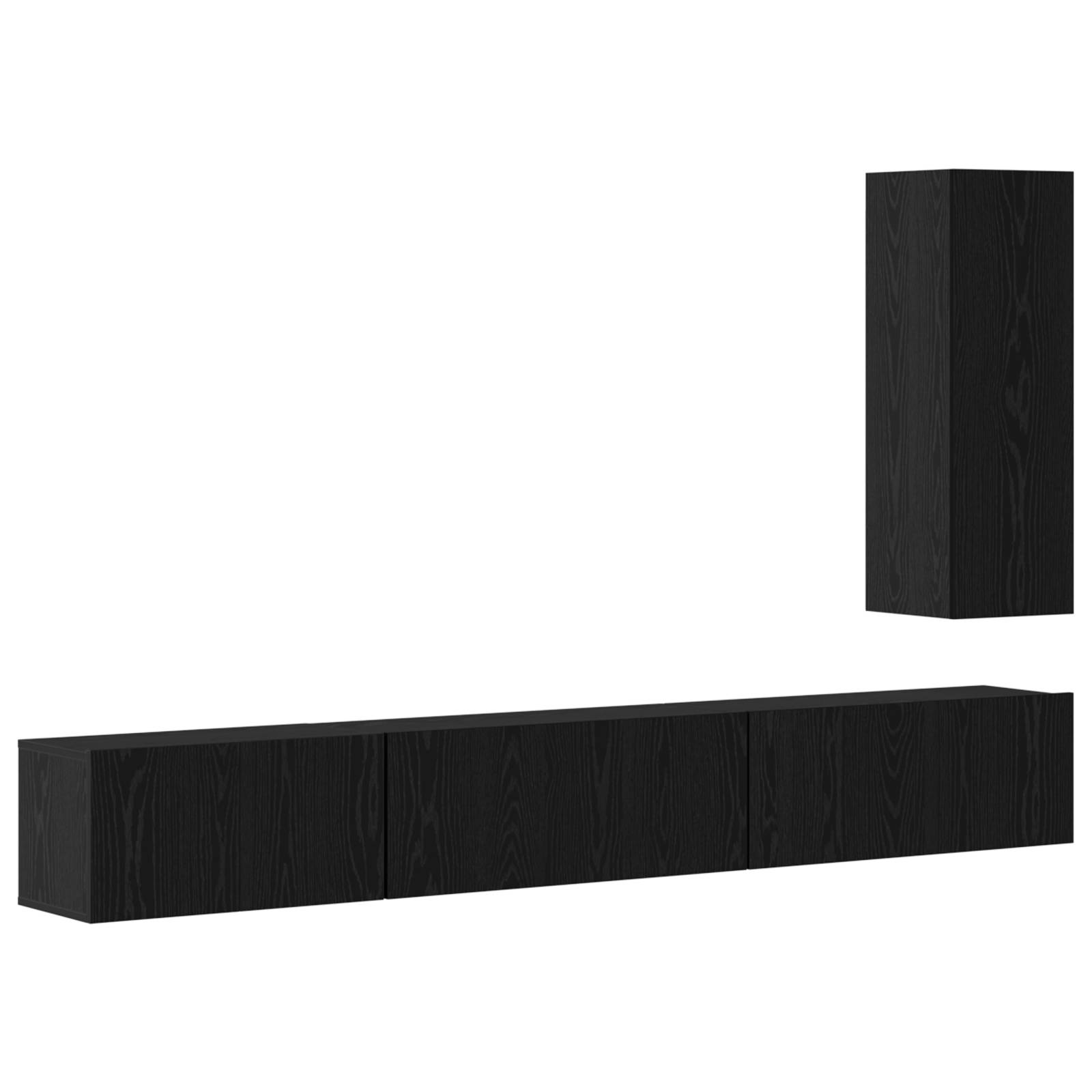 vidaXL TV-Schrank-Set mit Regal Sonstiges 4 pcs Schwarz Eiche 30,5 x 30 x 90 cm