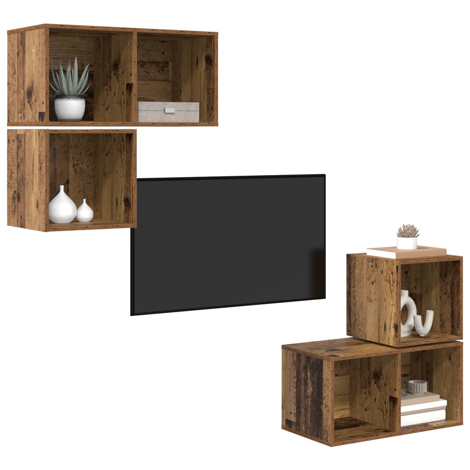 vidaXL TV-Schrank Set 4 pcs Altholz 37 x 37 x 72 cm Holzwerkstoff