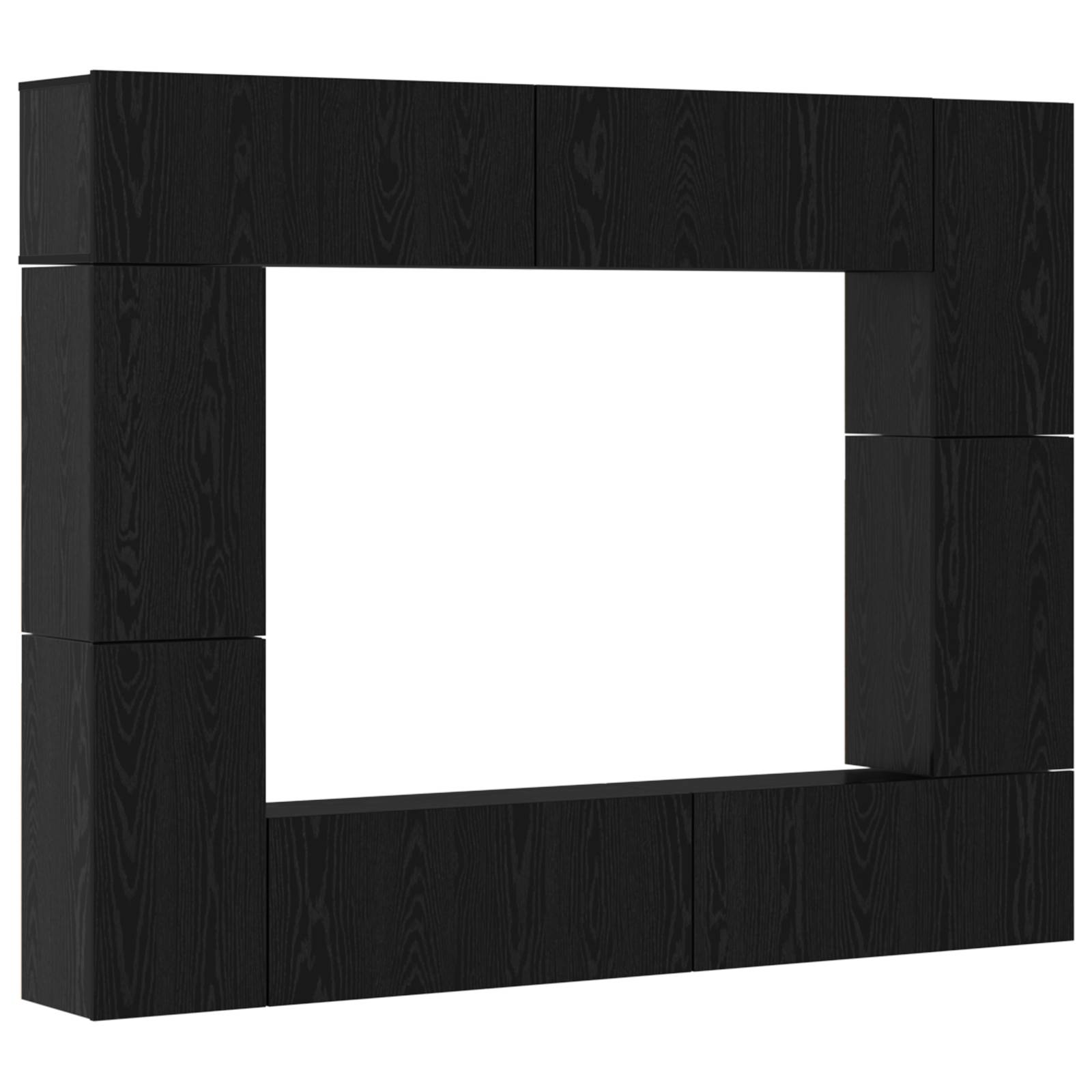 vidaXL TV-Schrank-Set mit Regal 8 pcs Schwarz Eiche 80 x 30 x 30,5 cm