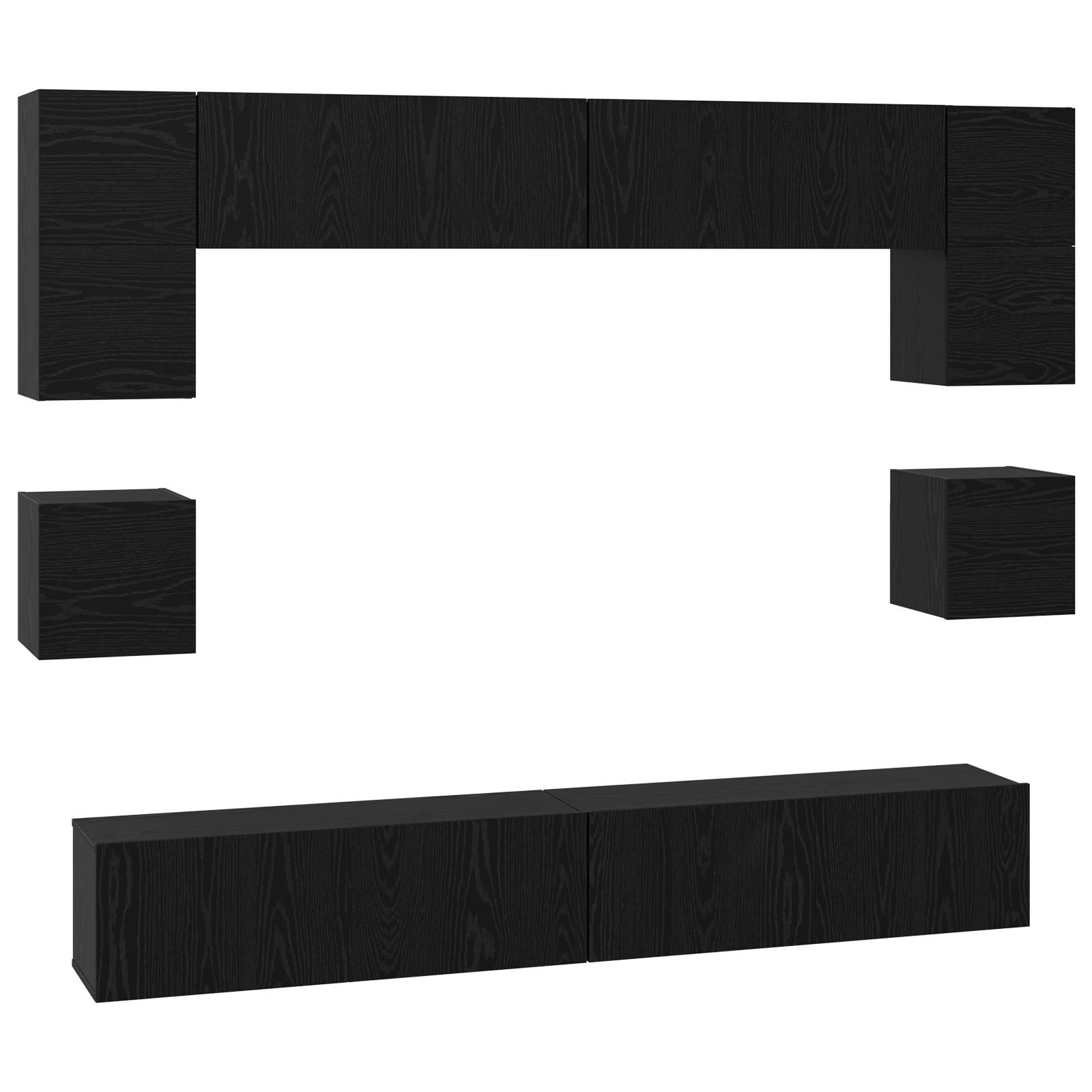 vidaXL TV-Schrank-Set mit Regal Sonstiges 8 pcs Schwarz Eiche 100 x 30 x 30 cm
