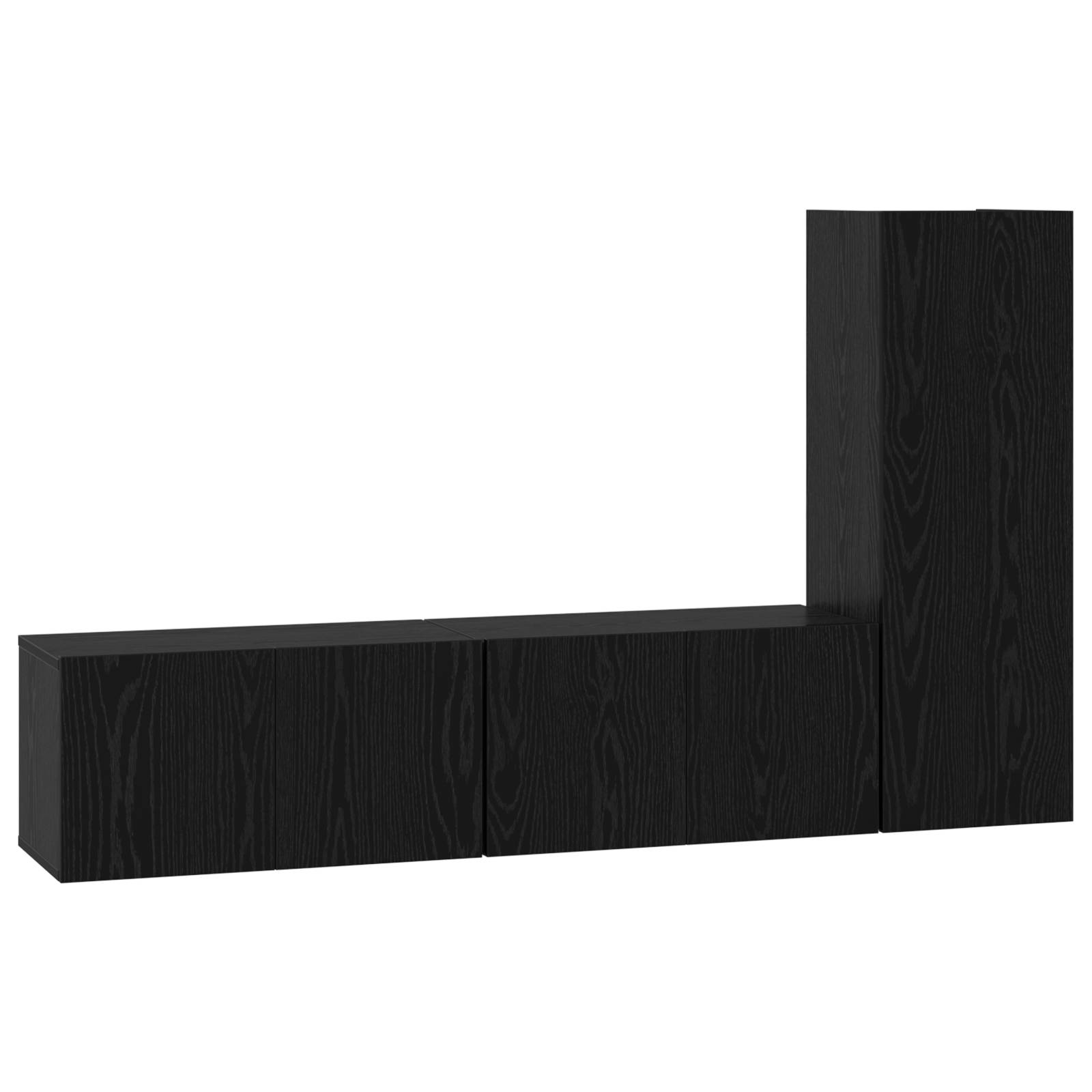 vidaXL TV-Regalset mit Regal 3 pcs Schwarz Eiche S 30,5 x 30 x 90 cm