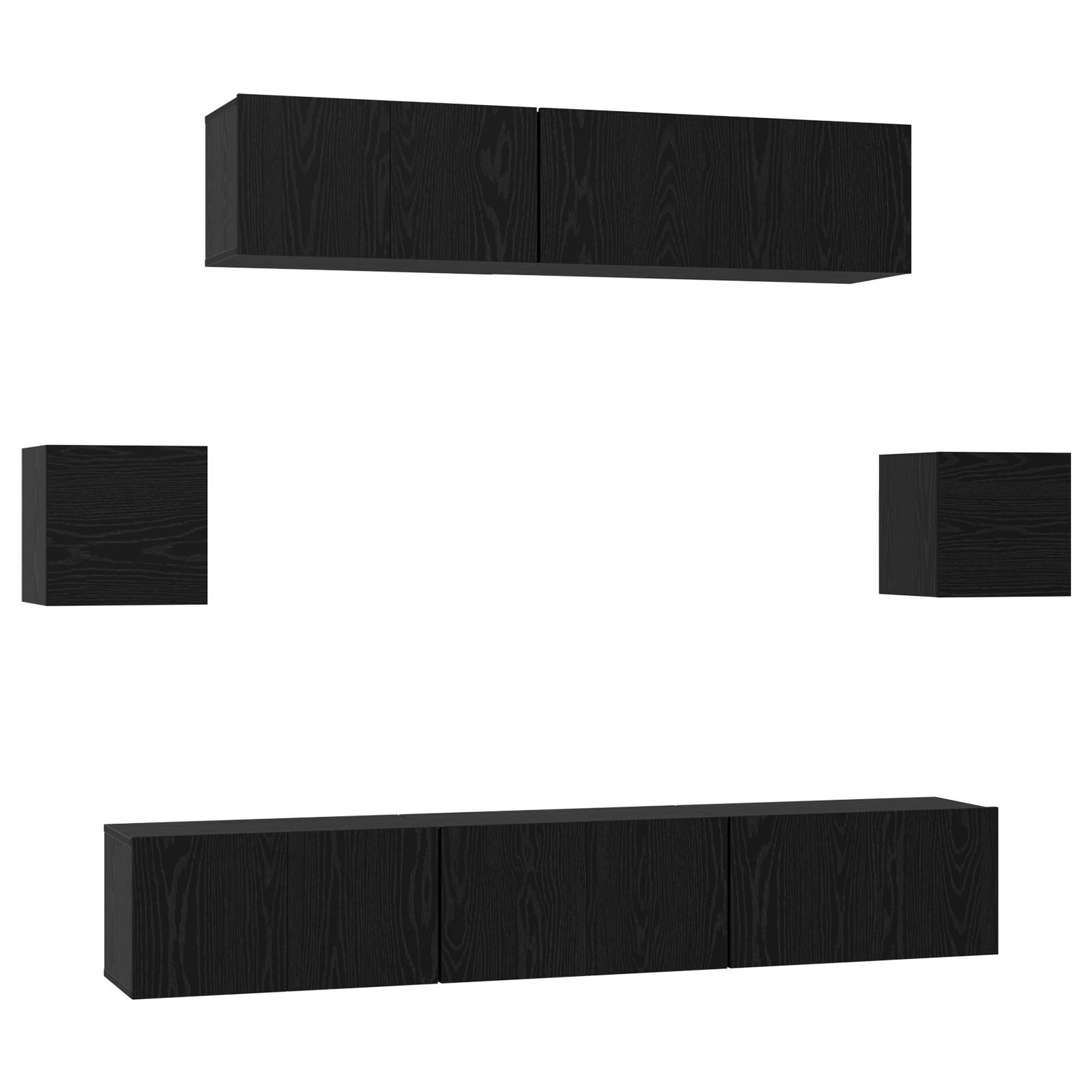 vidaXL TV-Schranksystem Sonstiges 7 pcs Schwarz Eiche 80 x 30 x 30 cm