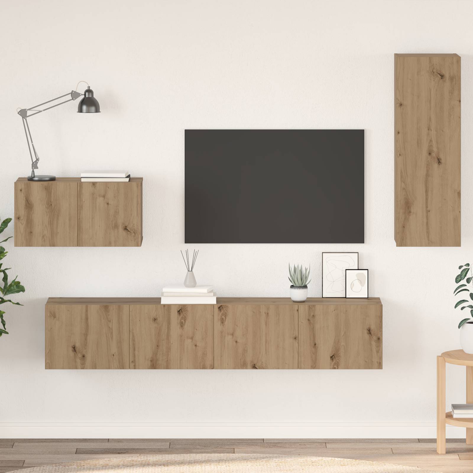 vidaXL Wand TV Schrank 4 pcs Handwerklich gefertigter Eichenholz