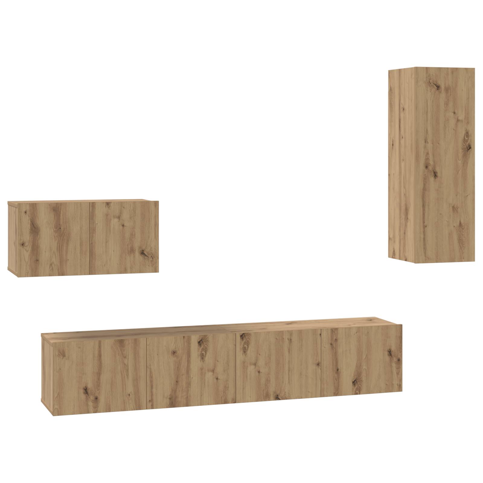 vidaXL Wand TV Schrank 4 pcs Handwerklich gefertigter Eichenholz