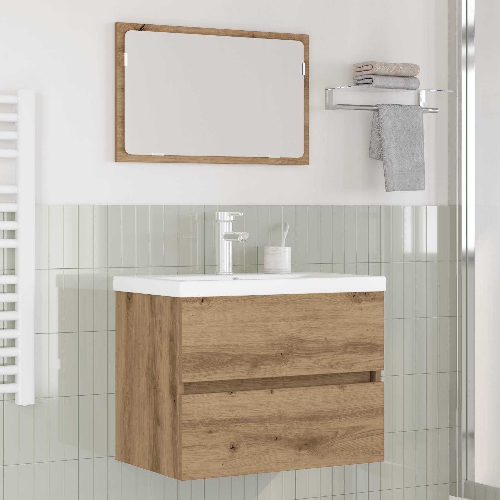 vidaXL Badezimmermöbel Set 3 pcs Schwarze Eiche 60 x 38.5 x 45 cm