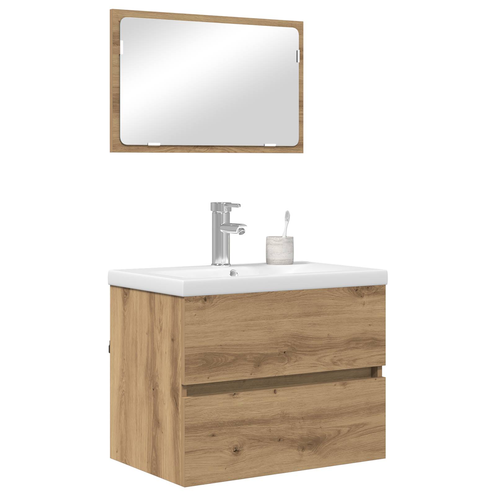 vidaXL Badezimmermöbel Set 3 pcs Schwarze Eiche 60 x 38.5 x 45 cm
