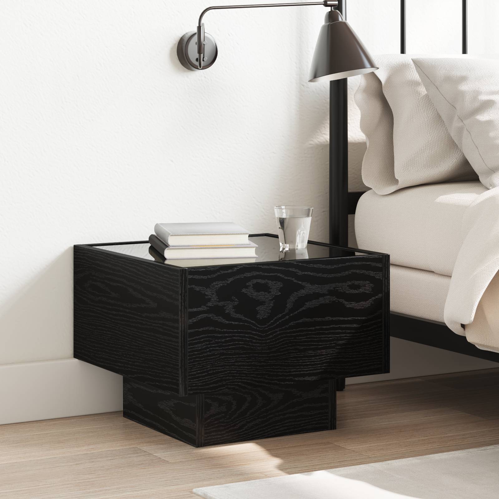 vidaXL Badschrank Schwarze Eiche 40 x 40 x 30 cm Engineered Wood, Glas