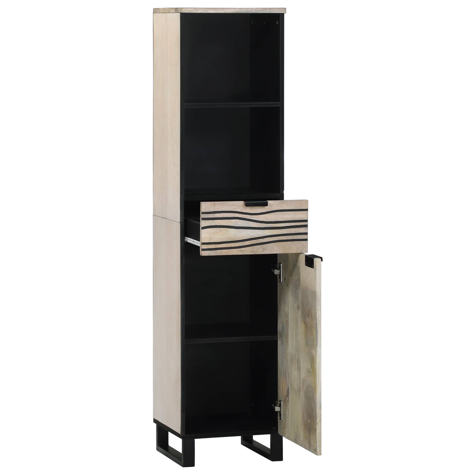 vidaXL Badezimmer Schrank Weiß und Schwarz 38 x 33,5 x 160 cm