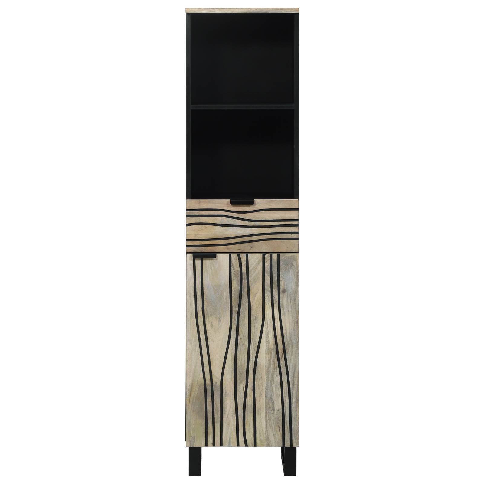 vidaXL Badezimmer Schrank Weiß und Schwarz 38 x 33,5 x 160 cm