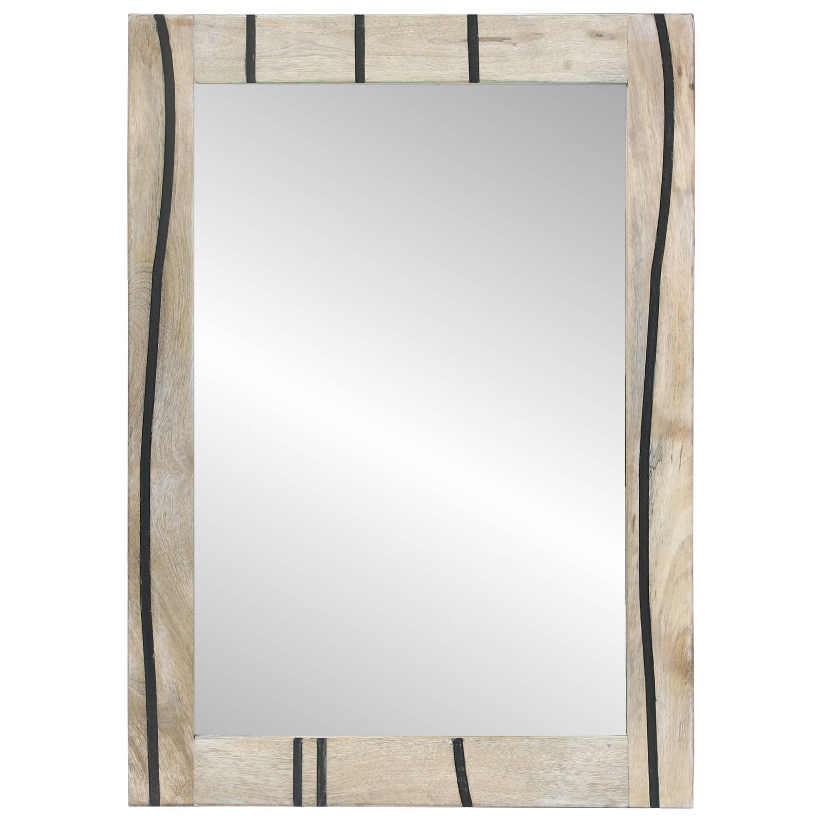 vidaXL Badezimmer Spiegel mit Spiegel Braun, Silber 50 x 2,5 x 70 cm