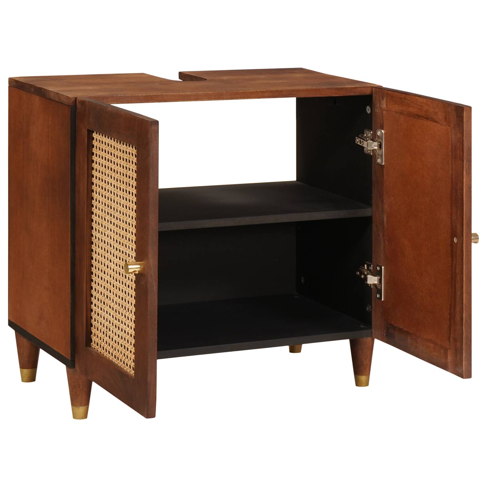 vidaXL Spülenschrank mit Regal mit Speicher mit Tür Braun 62 x 33 x 58 cm
