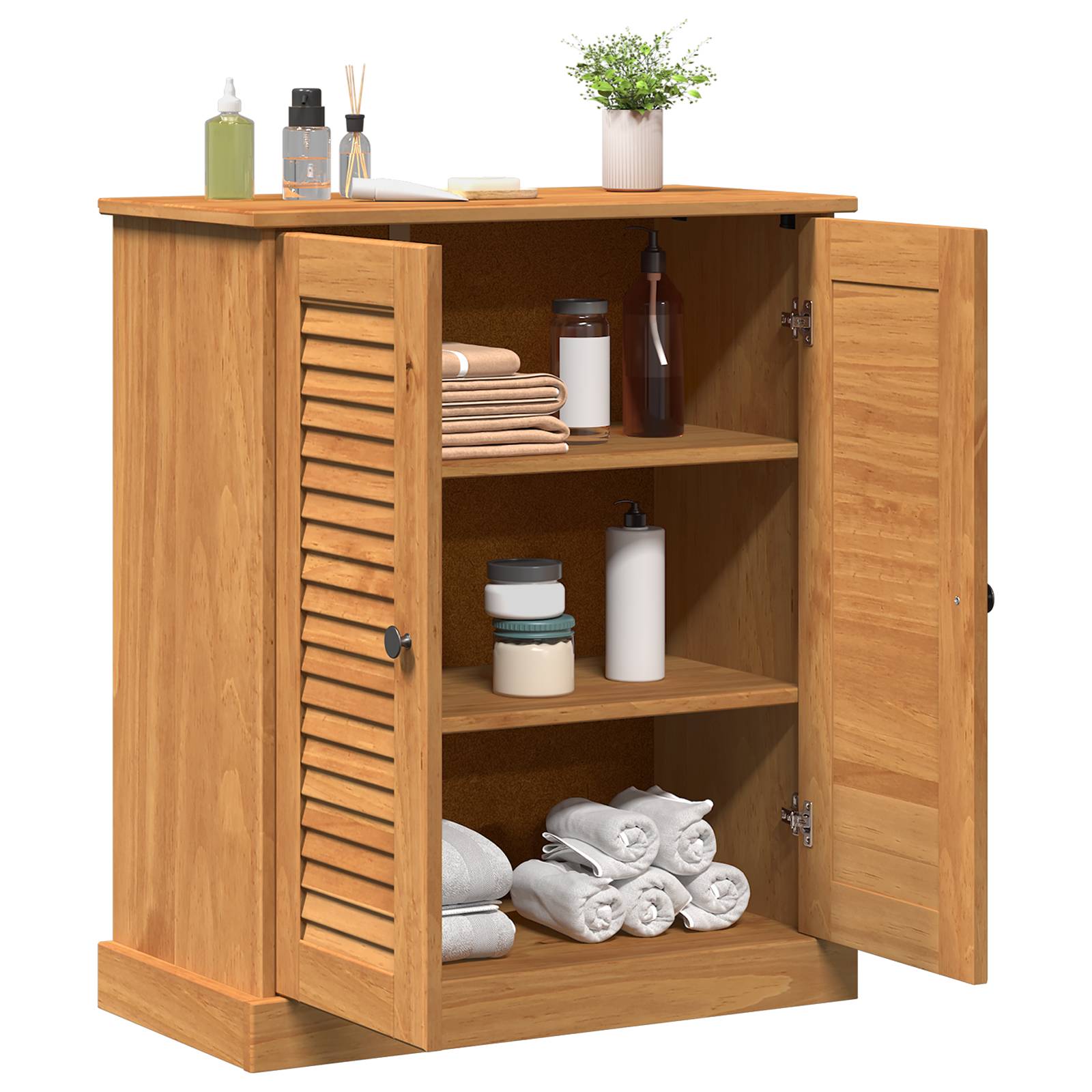vidaXL Badezimmer Schrank Honigbraun 68 x 34 x 80 cm Massivholz Kiefer