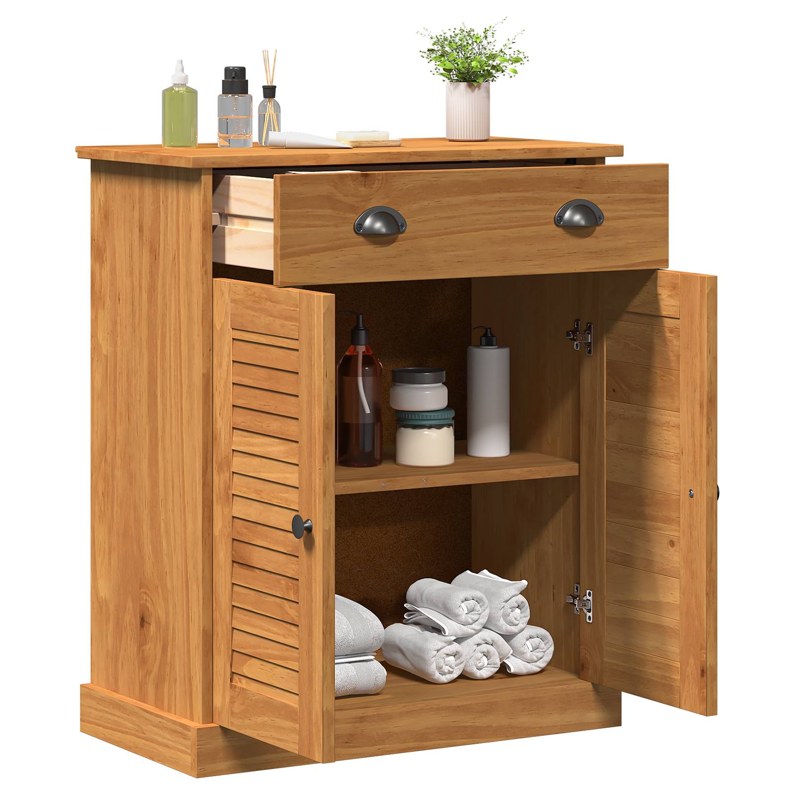 vidaXL Badezimmer Schrank Honigbraun 68 x 34 x 80 cm Massivholz Kiefer