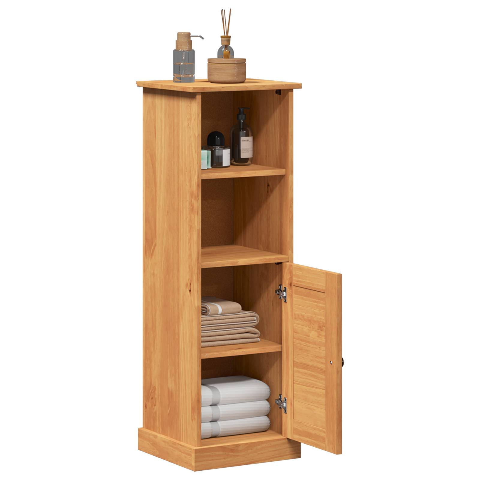 vidaXL Badezimmer Schrank mit Speicher Honigbraun 37 x 34 x 110 cm