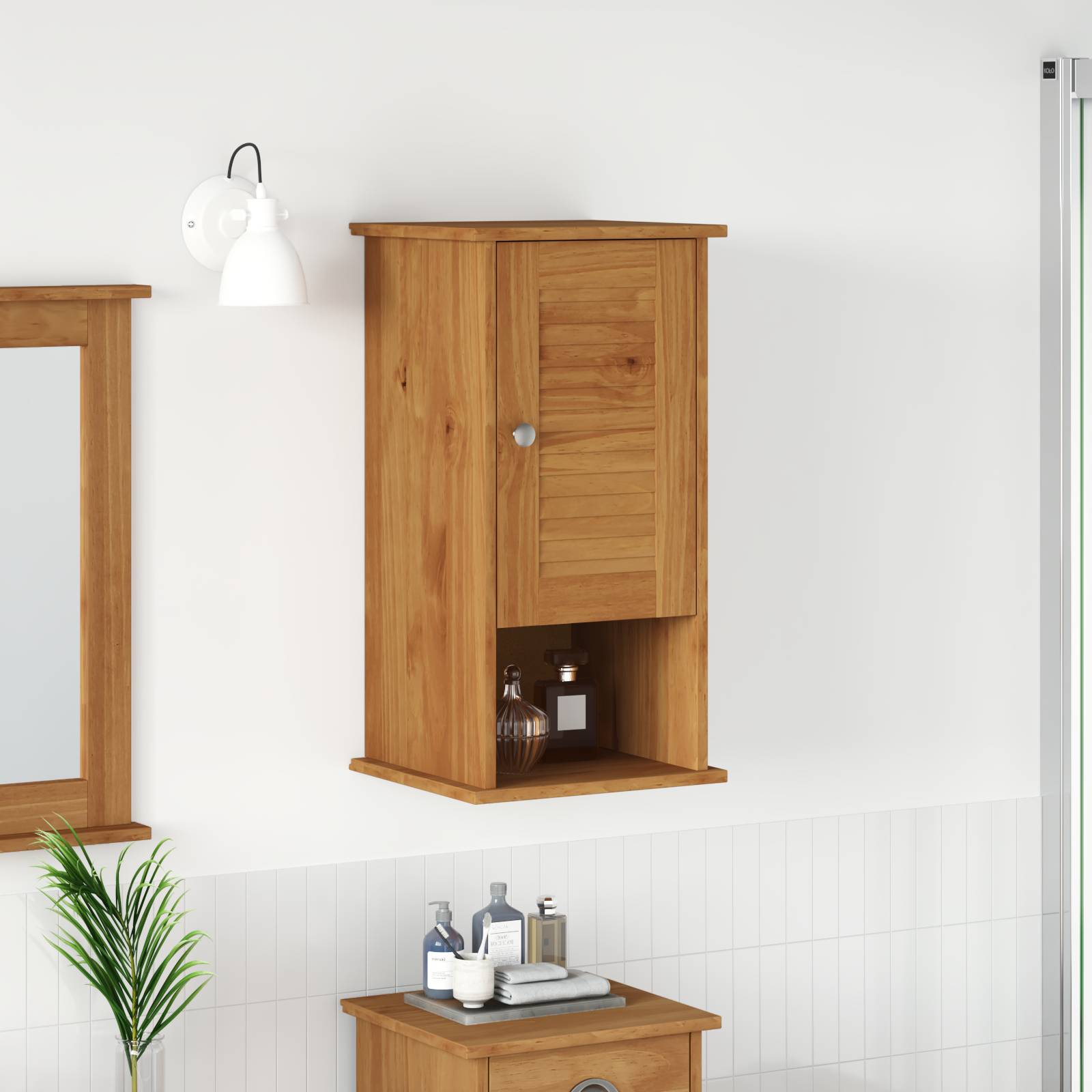 vidaXL Wandmontierter Badezimmerschrank Honigbraun 37 x 34 x 71,5 cm