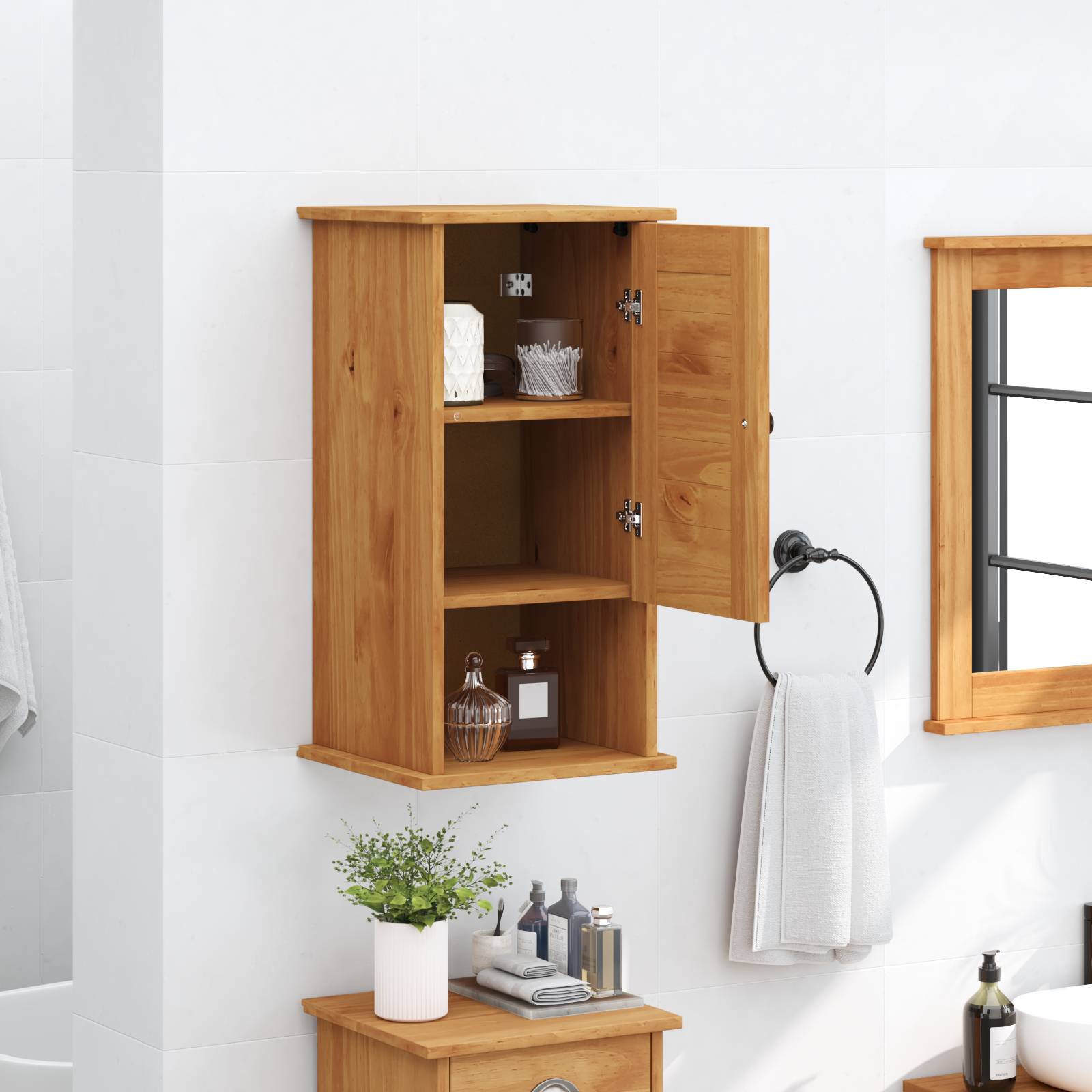 vidaXL Wandmontierter Badezimmerschrank Honigbraun 37 x 34 x 71,5 cm