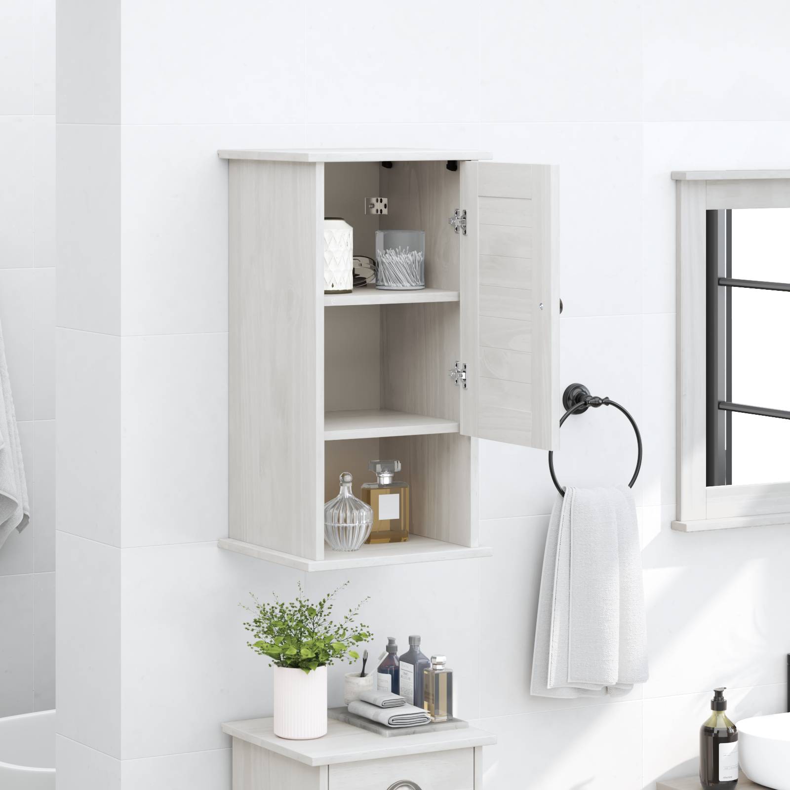 vidaXL Wandmontierter Badezimmerschrank Weiß 37 x 34 x 71,5 cm