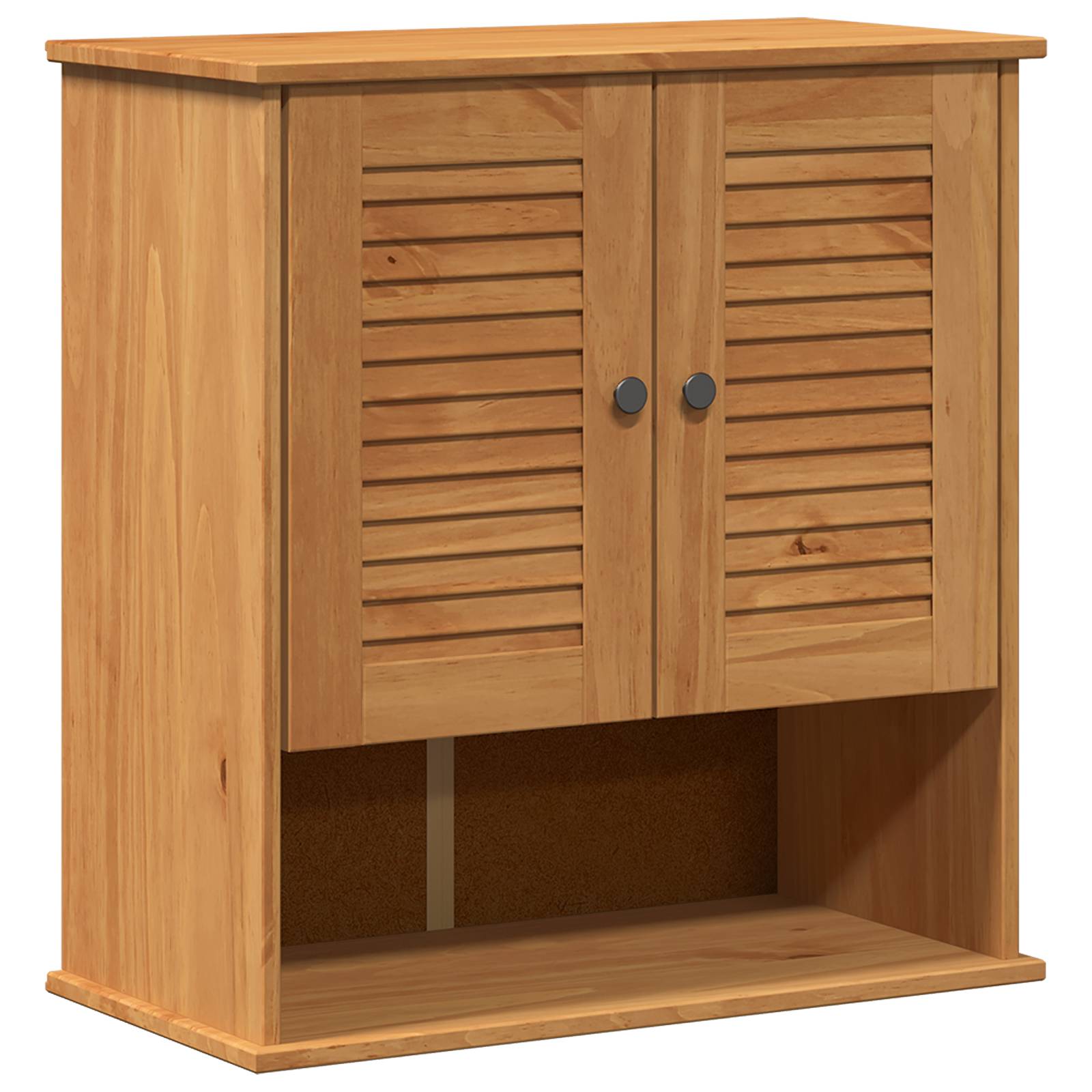 vidaXL Wandmontierter Badezimmer-Schrank mit Speicher Honigbraun