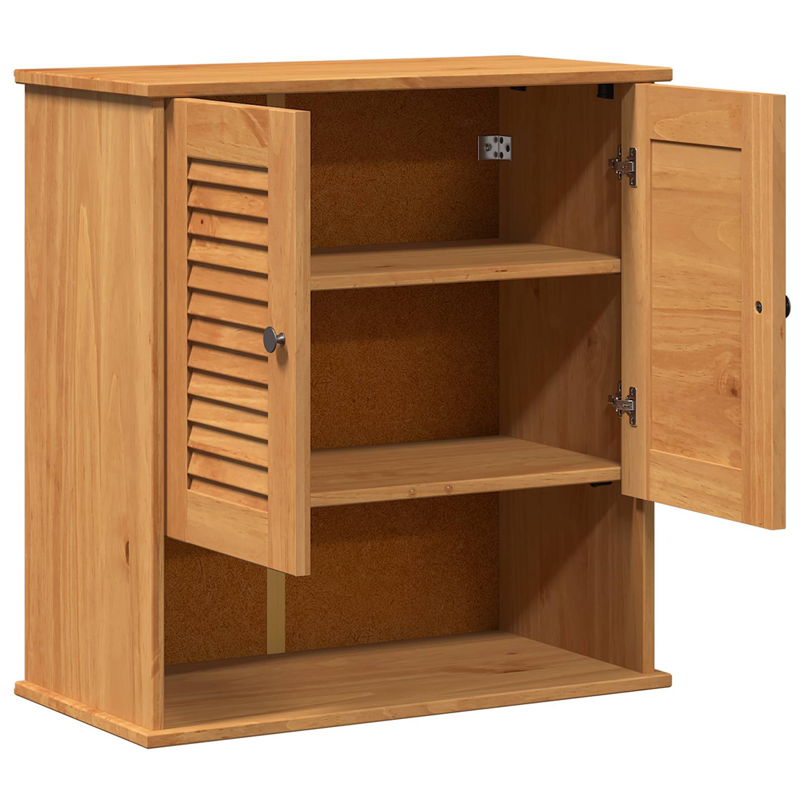 vidaXL Wandmontierter Badezimmer-Schrank mit Speicher Honigbraun