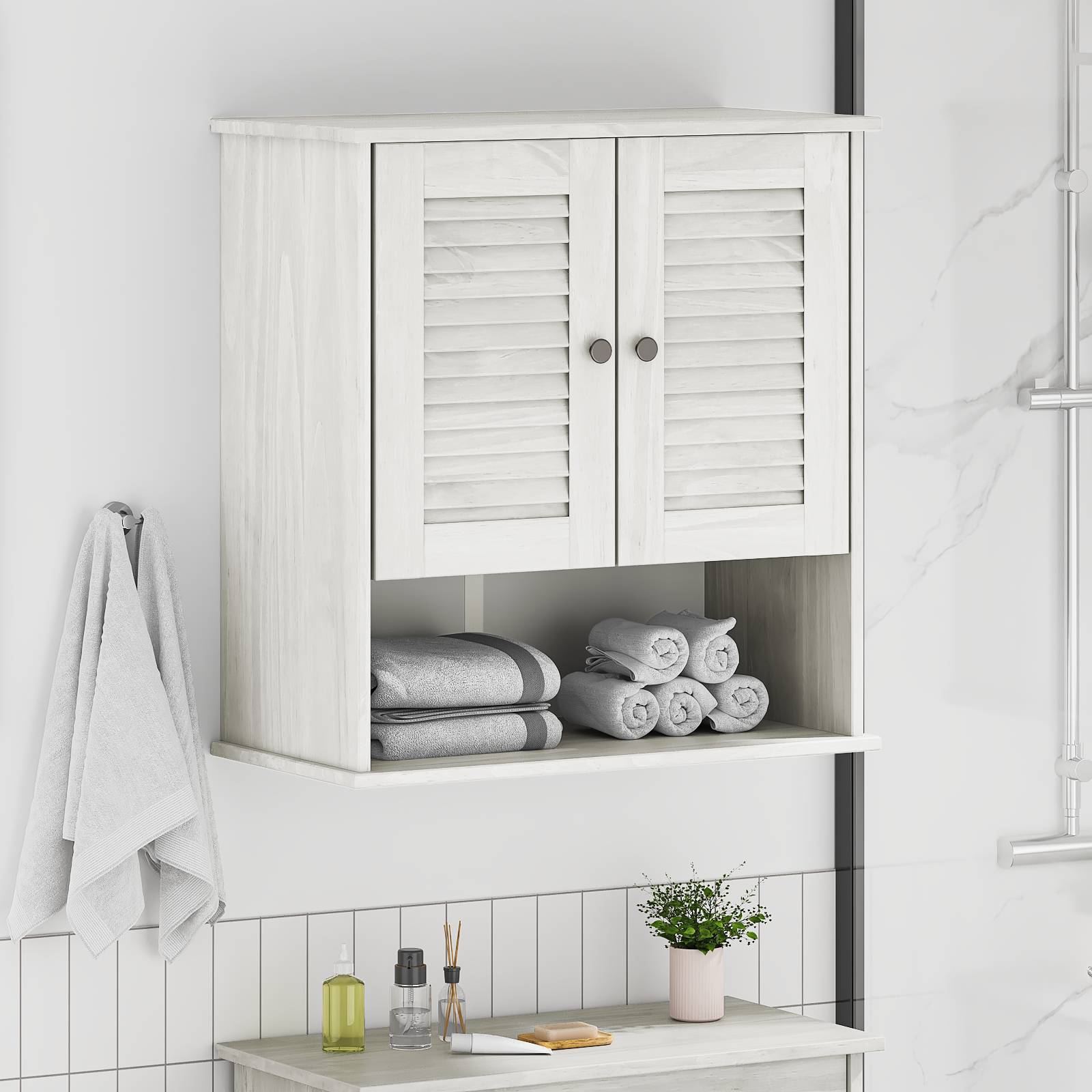 vidaXL Wandmontierter Badezimmer-Schrank Weiß 67,5 x 34 x 71,5 cm