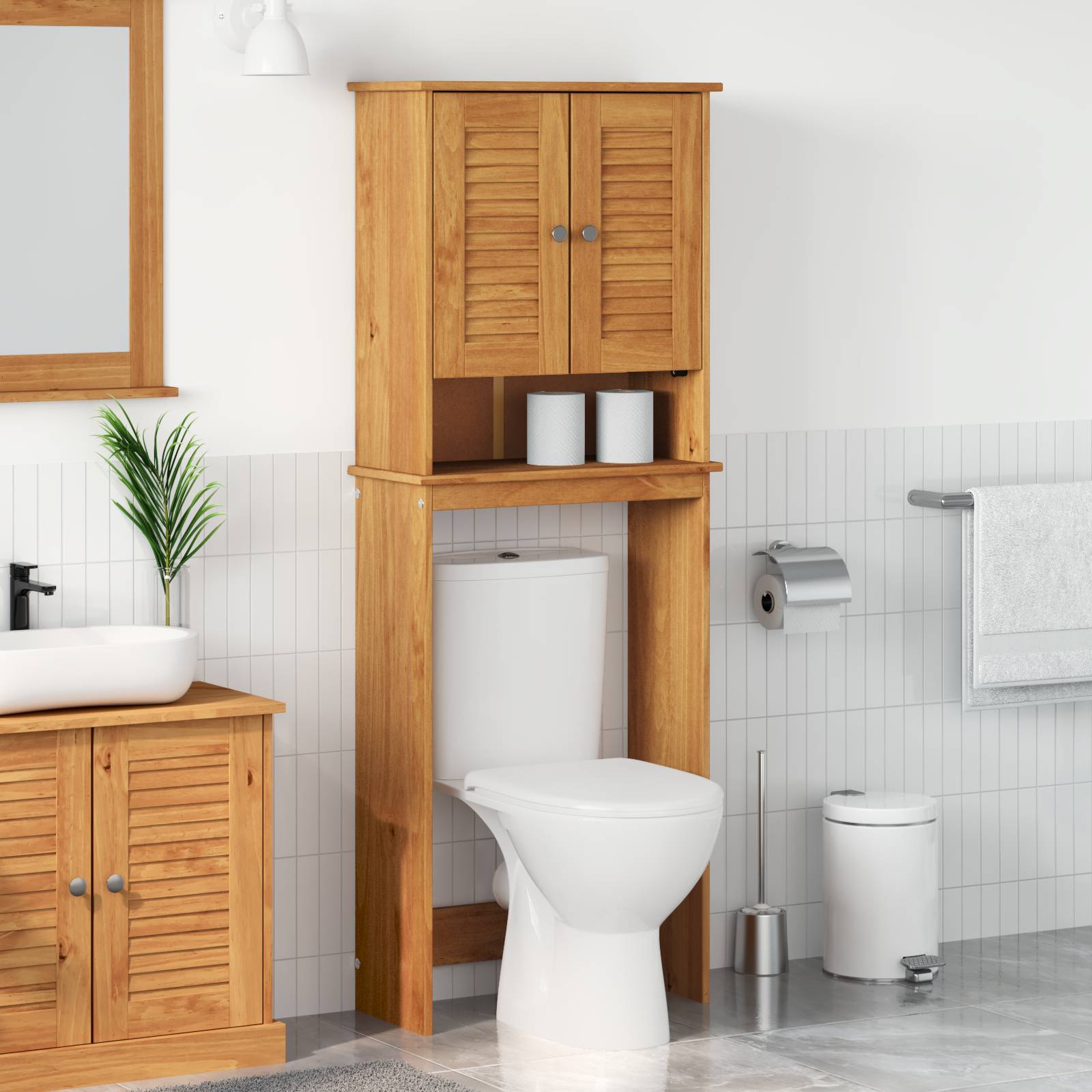 vidaXL WC-Schränke Honigbraun 60 x 27 x 161 cm Massivholz Kiefer